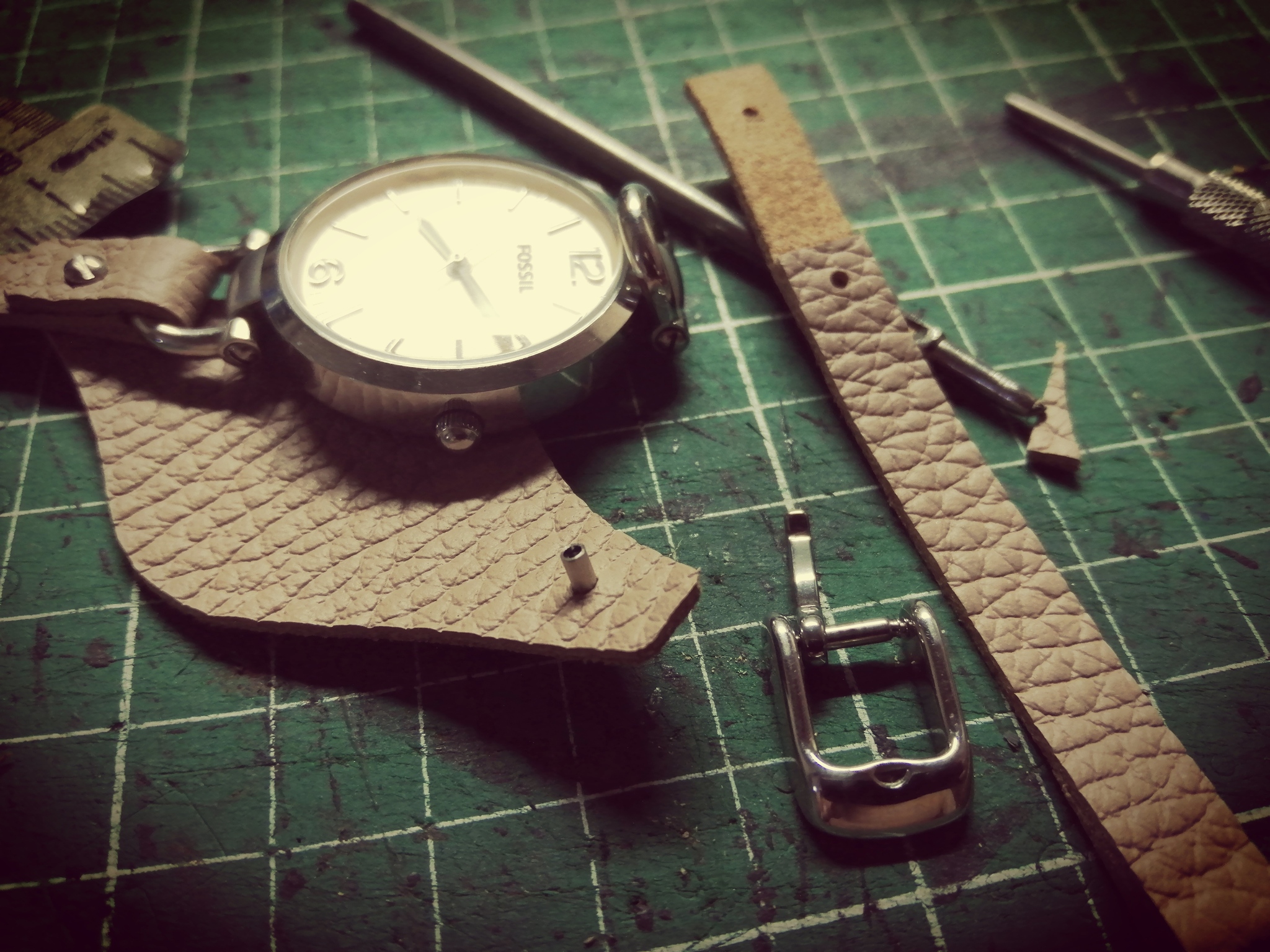 Watch strap for Fossil ES-2830. Wrist strap - My, Watch strap, Strap, Accessories, Leather products, Voronezh, Womens, Clock, Fossil, Handmade, Longpost, Needlework without process