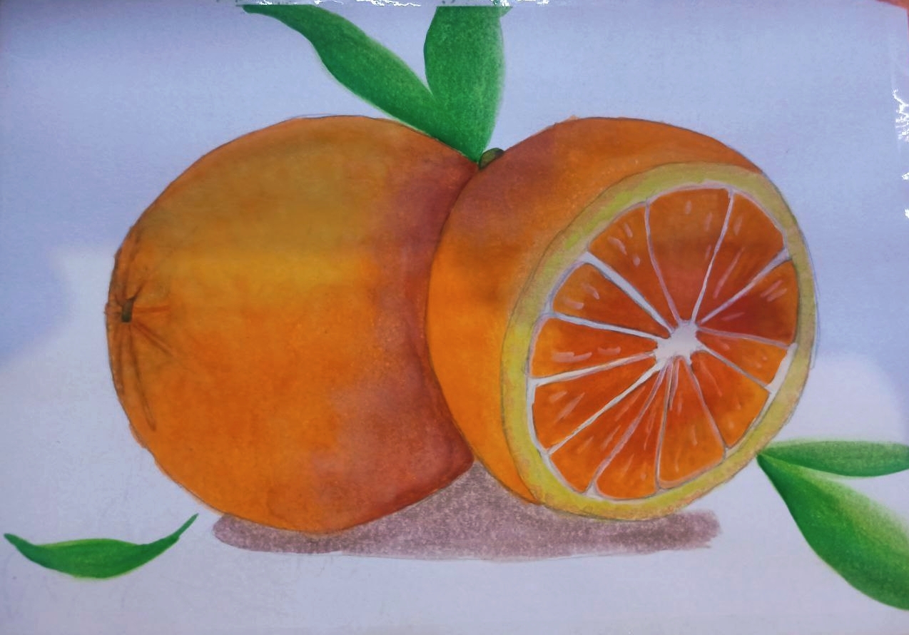 Orange - My, Watercolor, Not an artist, Lovers, Orange, Painting, Фрукты