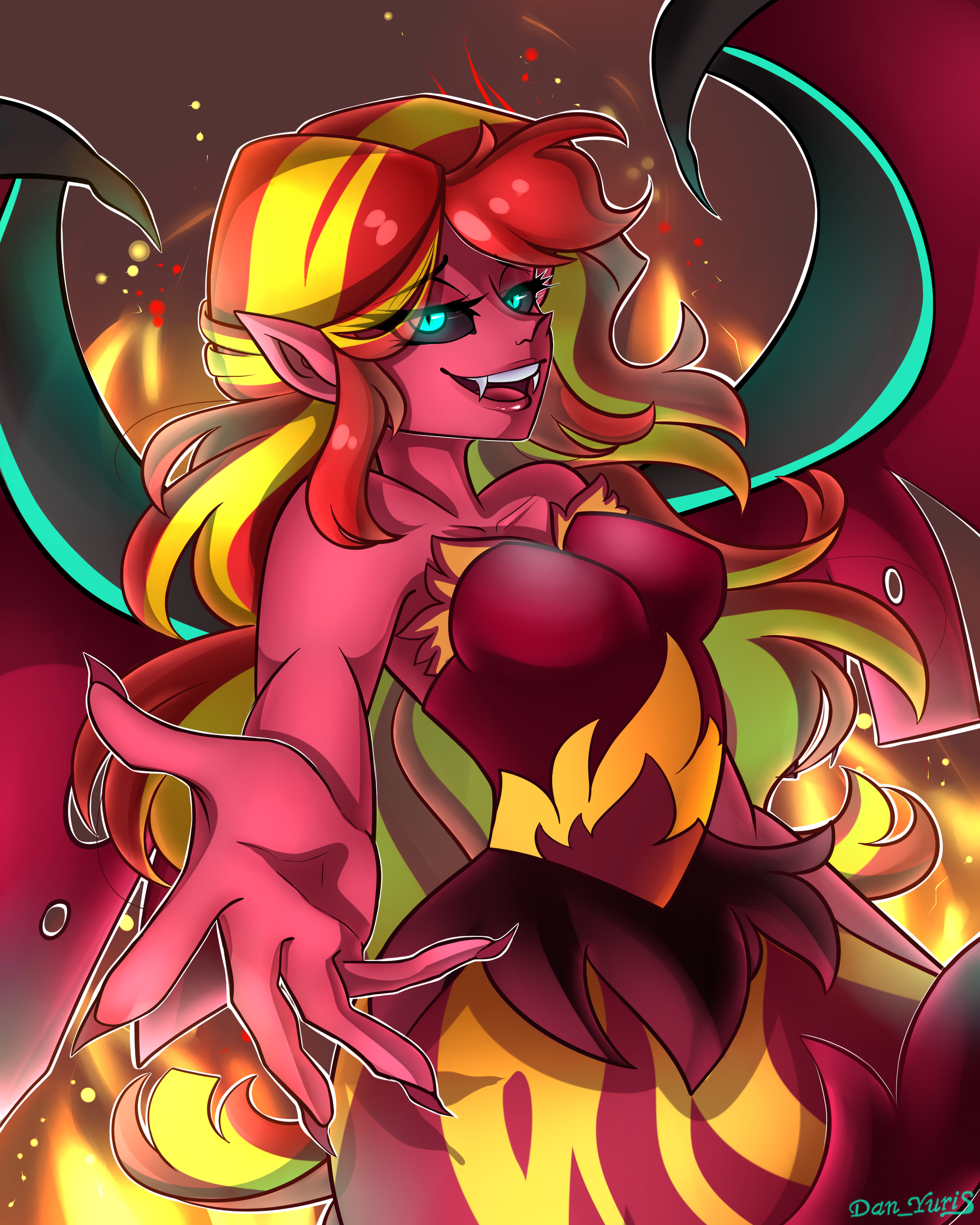 Sunset Demoness - My little pony, Art, Sunset shimmer, Twitter (link)