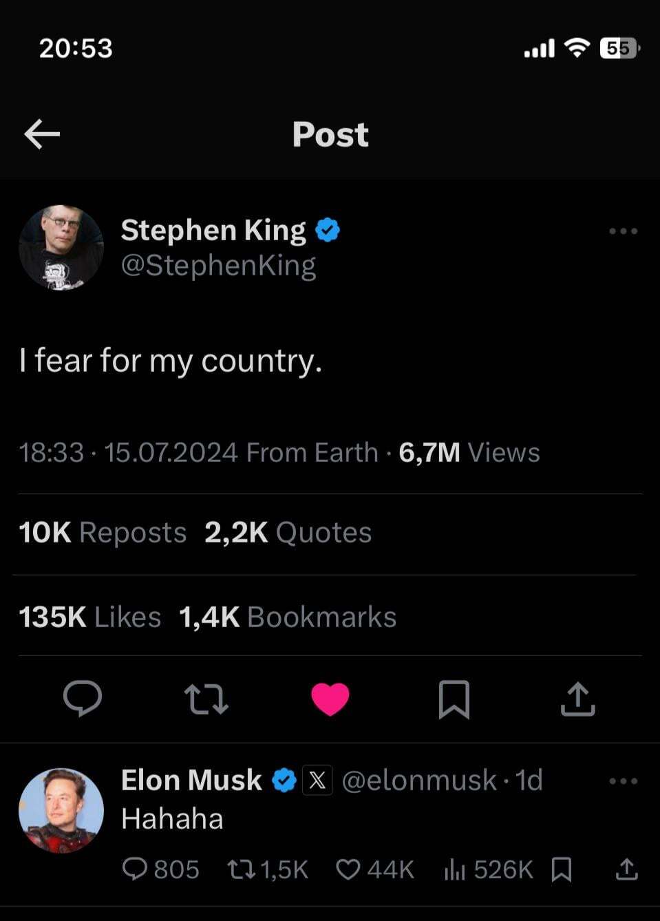 :O :D - Reddit, Picture with text, Twitter, Screenshot, Comments, Stephen King, Elon Musk