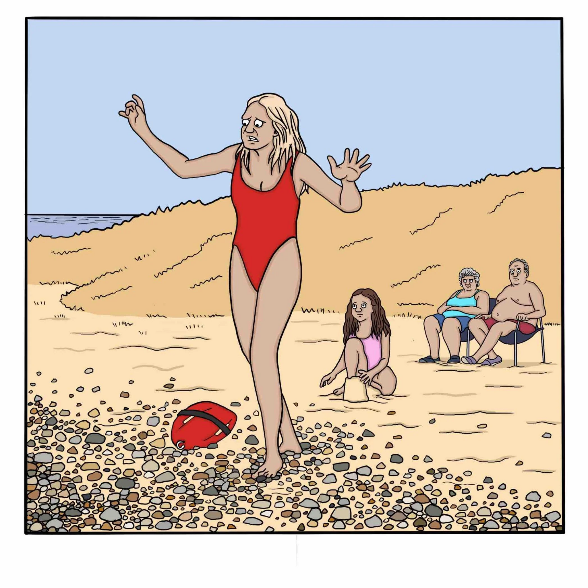 Malibu safeguards - My, Translated by myself, Comics, Humor, Rescuers, Malibu safeguards, Beach, Longpost, Fairlygoodcomics