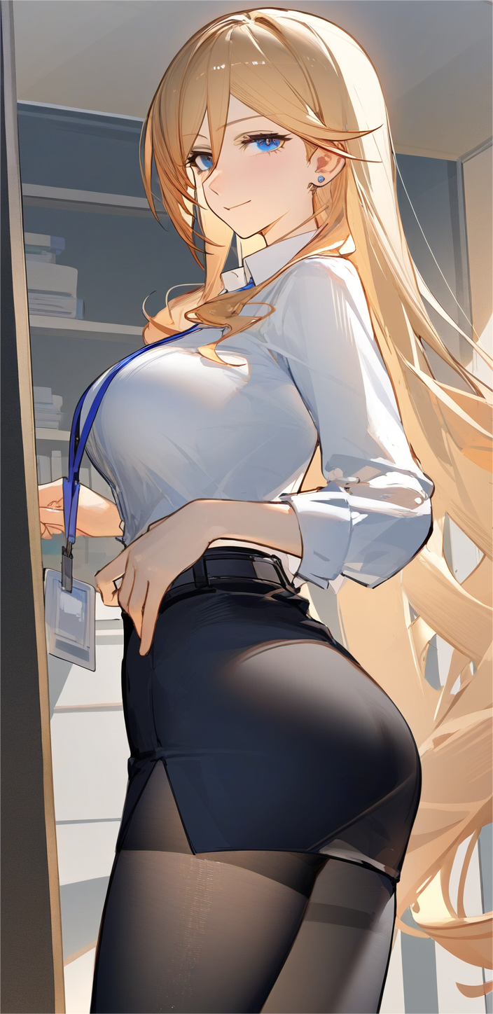 Office Durendal - Anime, Anime art, Neural network art, Office workers, Tights, Hips, Booty, Honkai Impact, Bianka durandal ataegina, Longpost