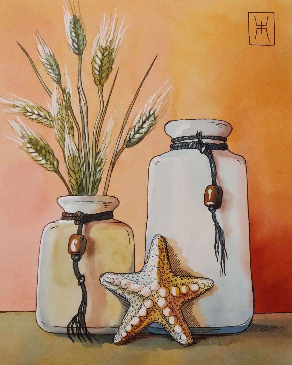 I show watercolors. Marine still life - My, Traditional art, Art, Painting, Watercolor, Illustrations