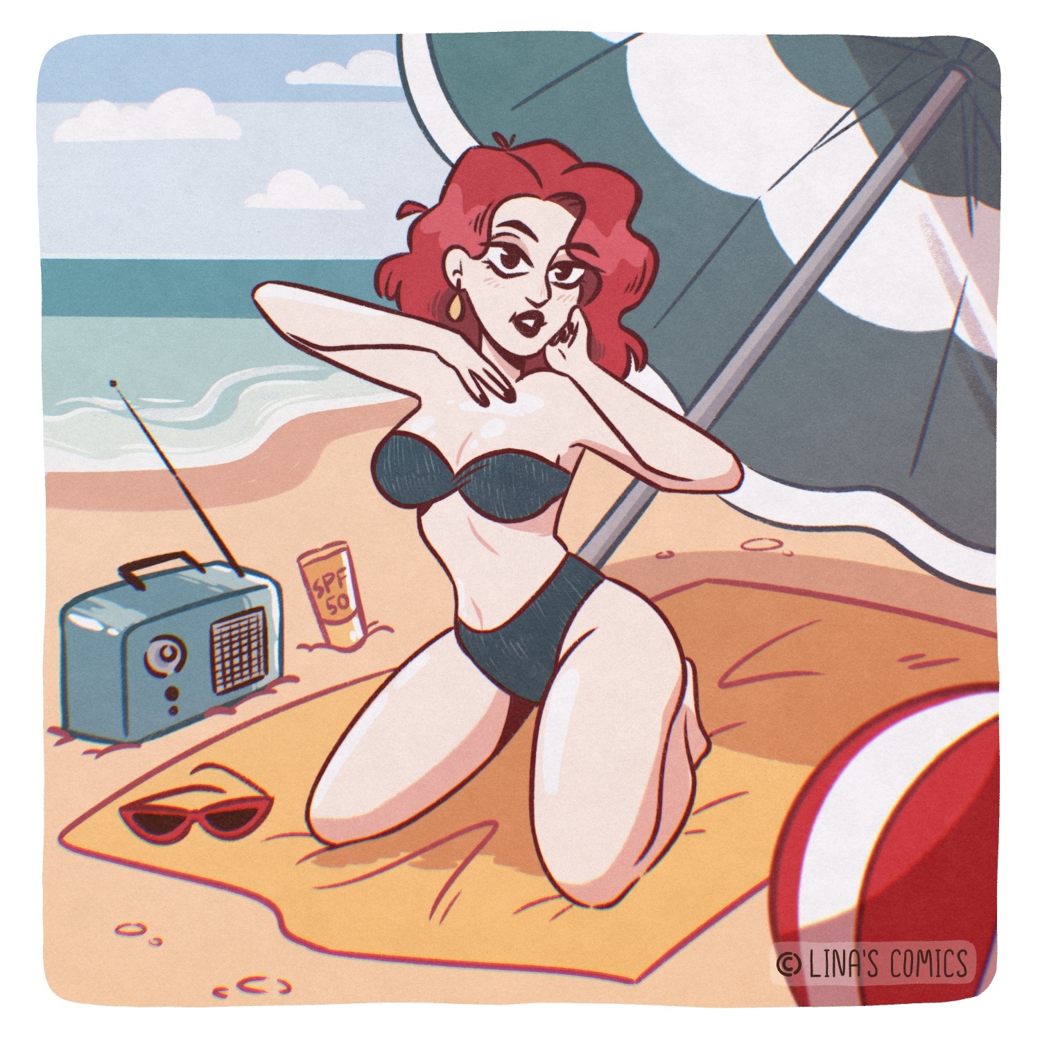 Hot Wednesday #1 - My, Linascomics, Nude Thursday, Art, Beach, Girls, Bikini, Swimsuit