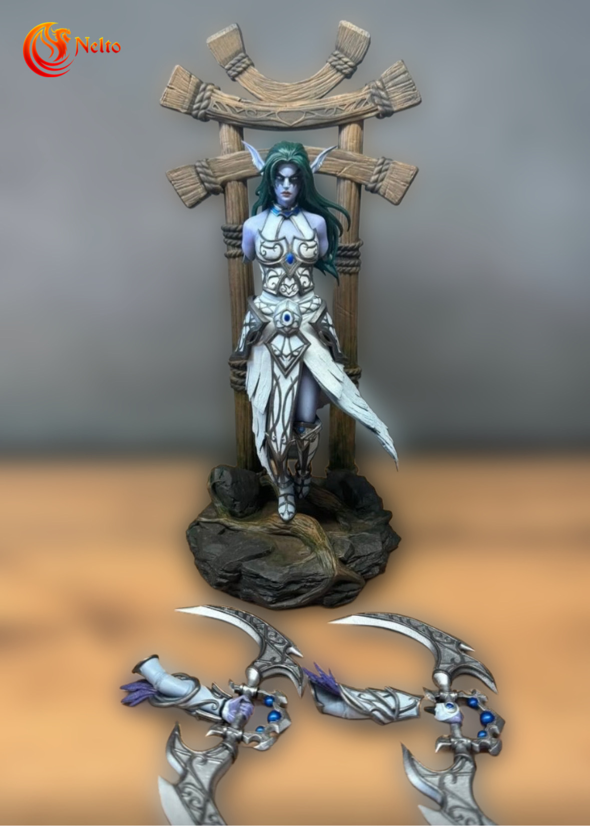 Tyrande Whisperwind. Printing in size 26 cm + painting - My, 3D печать, Handmade, Painting miniatures, Figurines, Needlework with process, Miniature, Painting, 3D printer, World of warcraft, Warcraft, Blizzard, Tyrande Whisperwind, Longpost