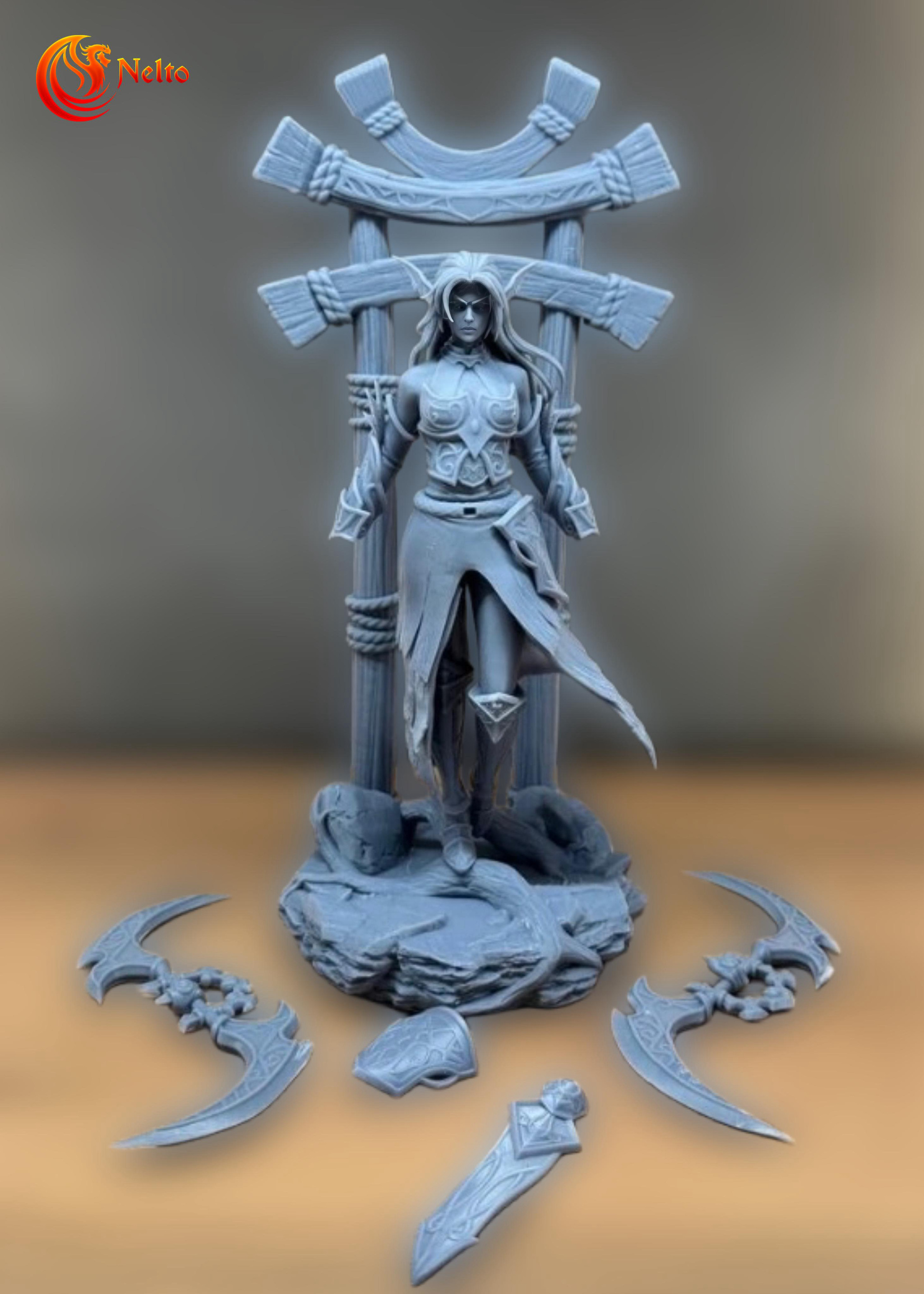 Tyrande Whisperwind. Printing in size 26 cm + painting - My, 3D печать, Handmade, Painting miniatures, Figurines, Needlework with process, Miniature, Painting, 3D printer, World of warcraft, Warcraft, Blizzard, Tyrande Whisperwind, Longpost