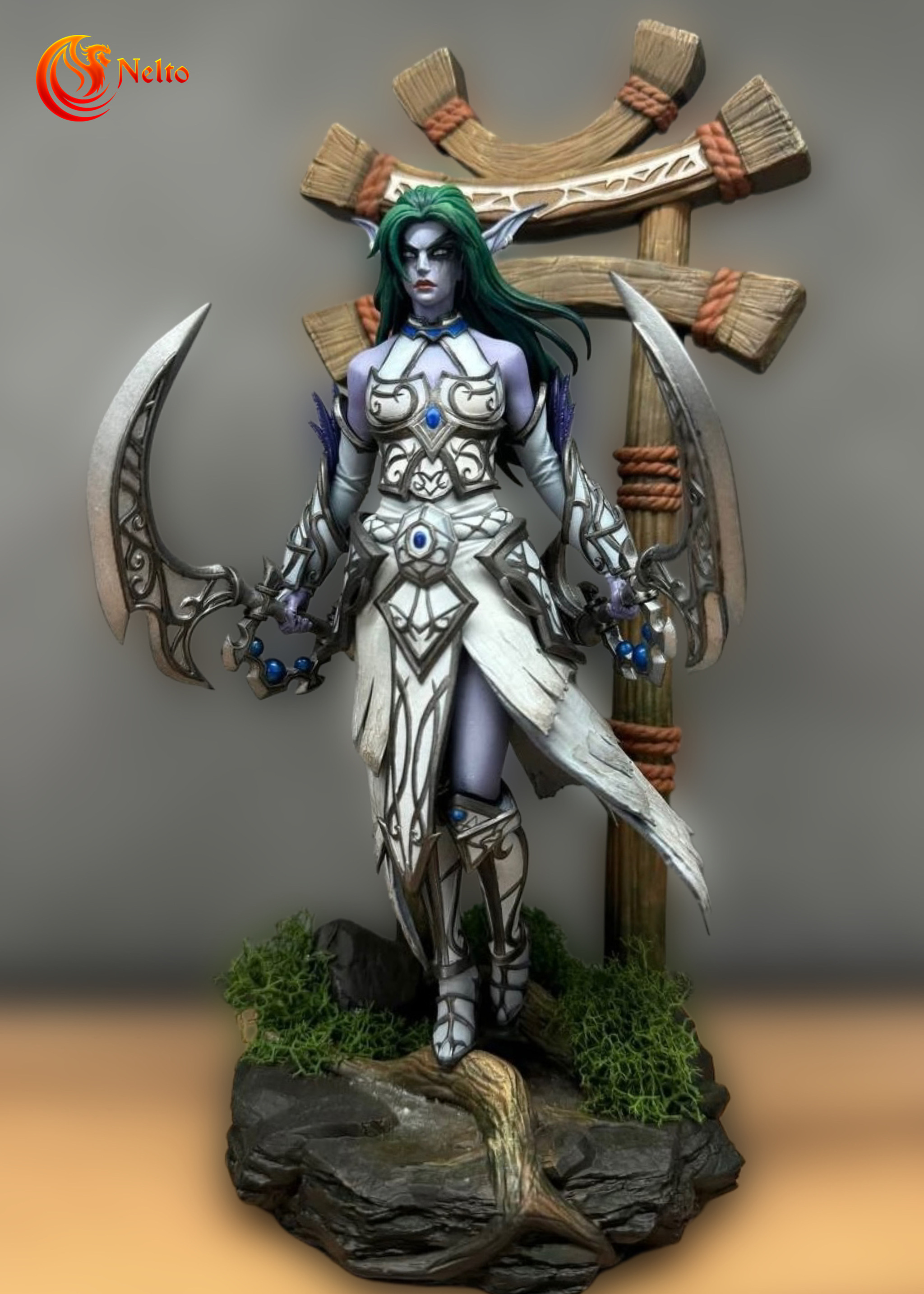 Tyrande Whisperwind. Printing in size 26 cm + painting - My, 3D печать, Handmade, Painting miniatures, Figurines, Needlework with process, Miniature, Painting, 3D printer, World of warcraft, Warcraft, Blizzard, Tyrande Whisperwind, Longpost