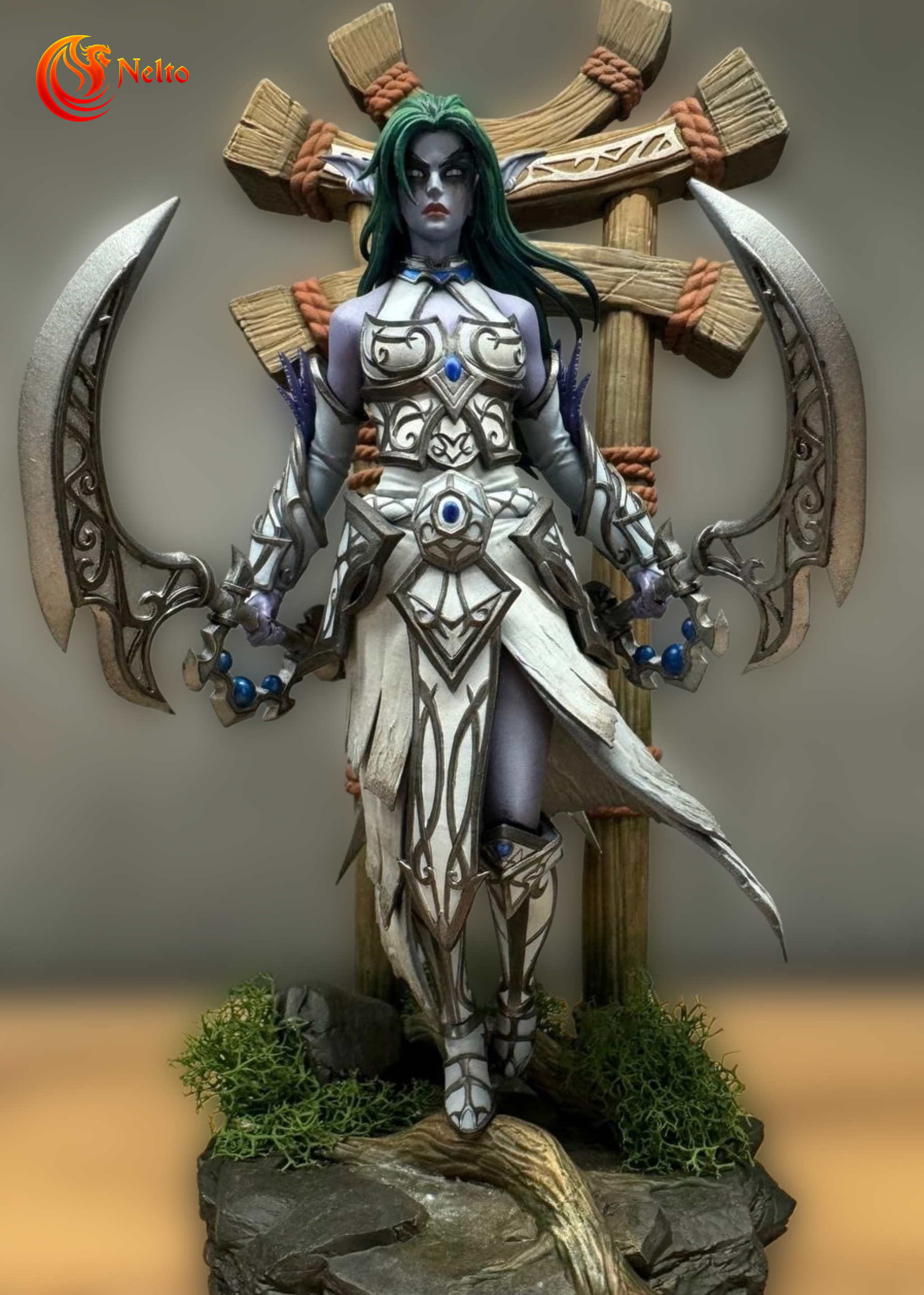 Tyrande Whisperwind. Printing in size 26 cm + painting - My, 3D печать, Handmade, Painting miniatures, Figurines, Needlework with process, Miniature, Painting, 3D printer, World of warcraft, Warcraft, Blizzard, Tyrande Whisperwind, Longpost