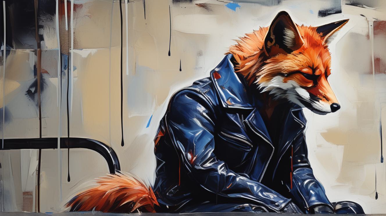 Furry art by Wolfmks #54 - My, Furry, Art, Art, Furry art, Neural network art, Cyberpunk, Lineart, Fox, Furry fox, Longpost