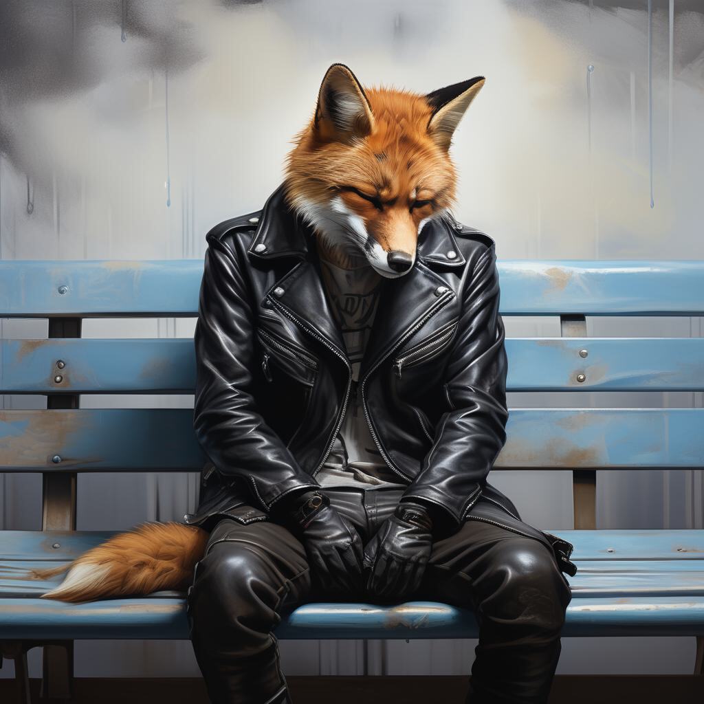 Furry art by Wolfmks #54 - My, Furry, Art, Art, Furry art, Neural network art, Cyberpunk, Lineart, Fox, Furry fox, Longpost