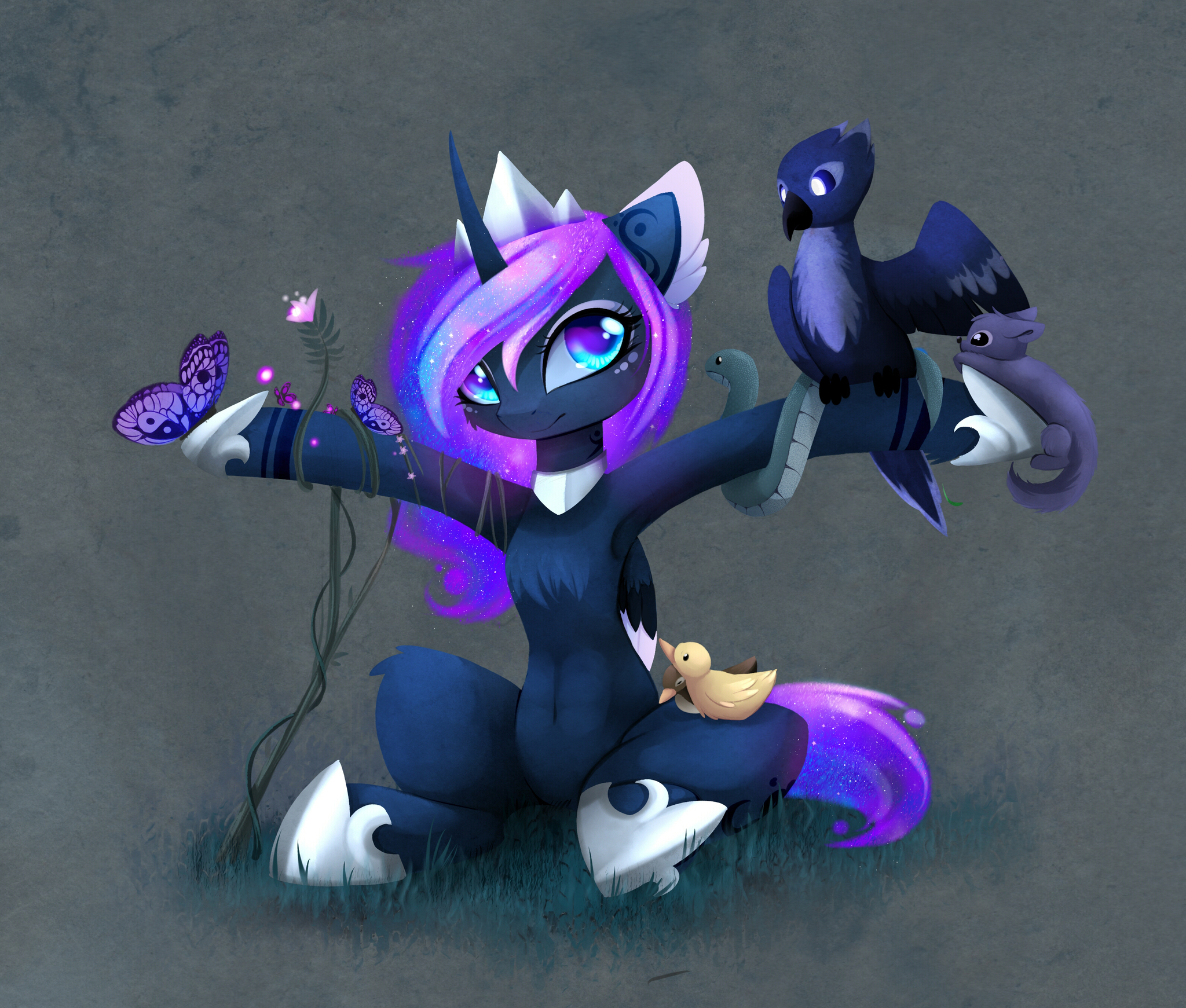 Friendly animals - My little pony, PonyArt, Princess luna, Magnaluna