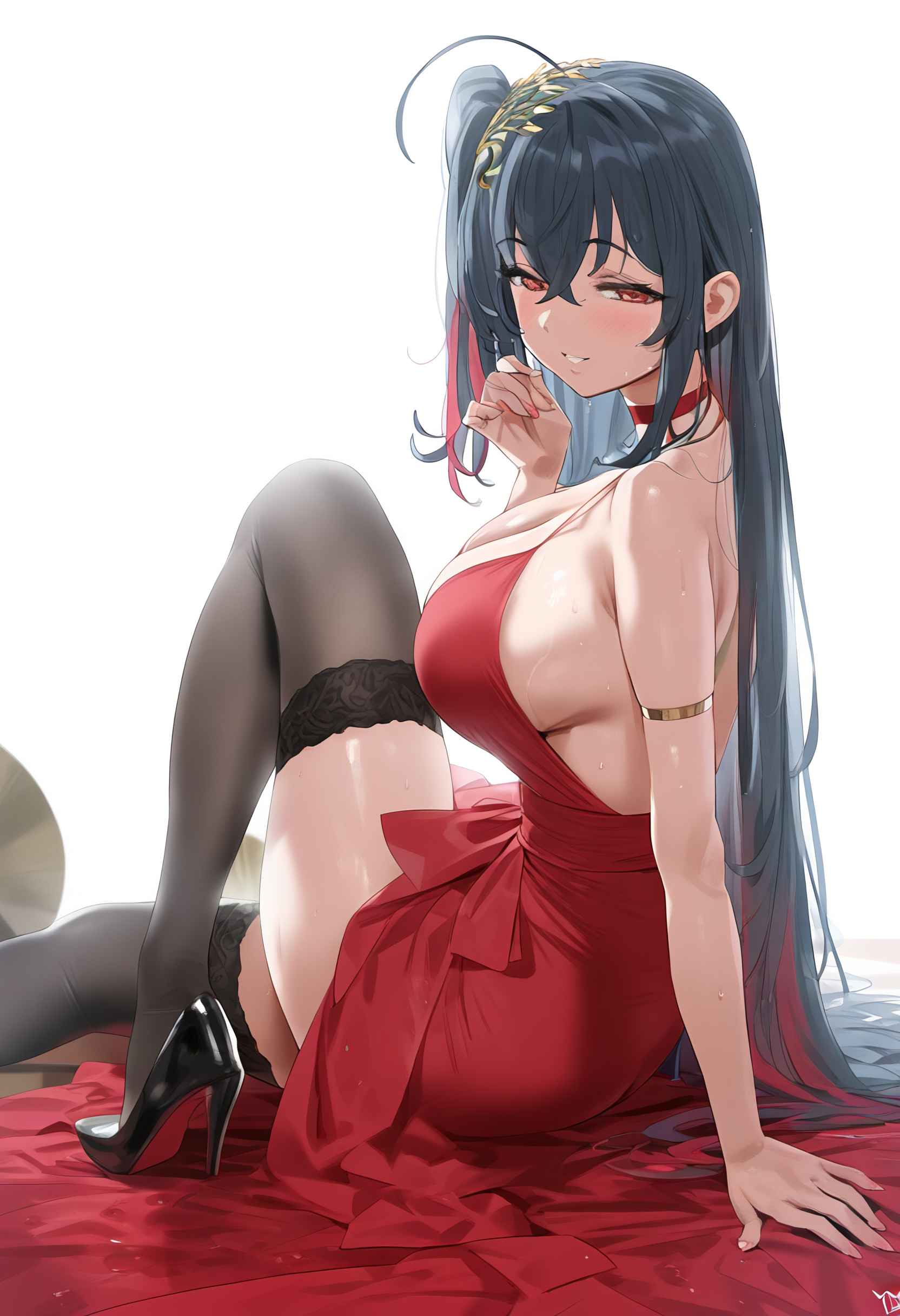 Taiho - Taihou, Stockings, Hips, Pixiv, Anime, Anime art, Red eyes, Boobs, Azur lane, Neural network art