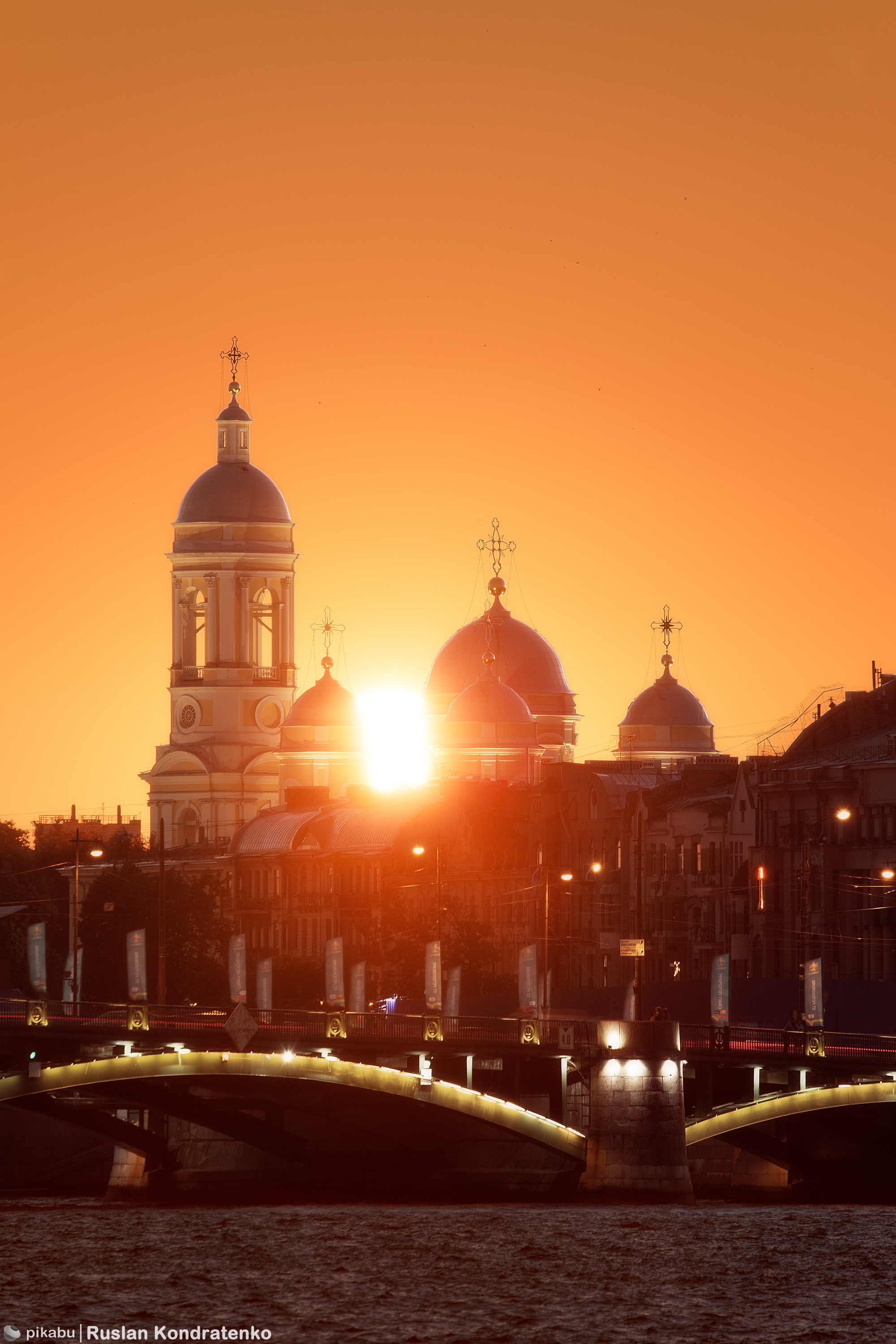 Prince Vladimir Cathedral and Birzhevoy Bridge against the backdrop of sunset - My, Saint Petersburg, The photo, Canon, Town, Collage, Sunset, Evening, Longpost, The cathedral