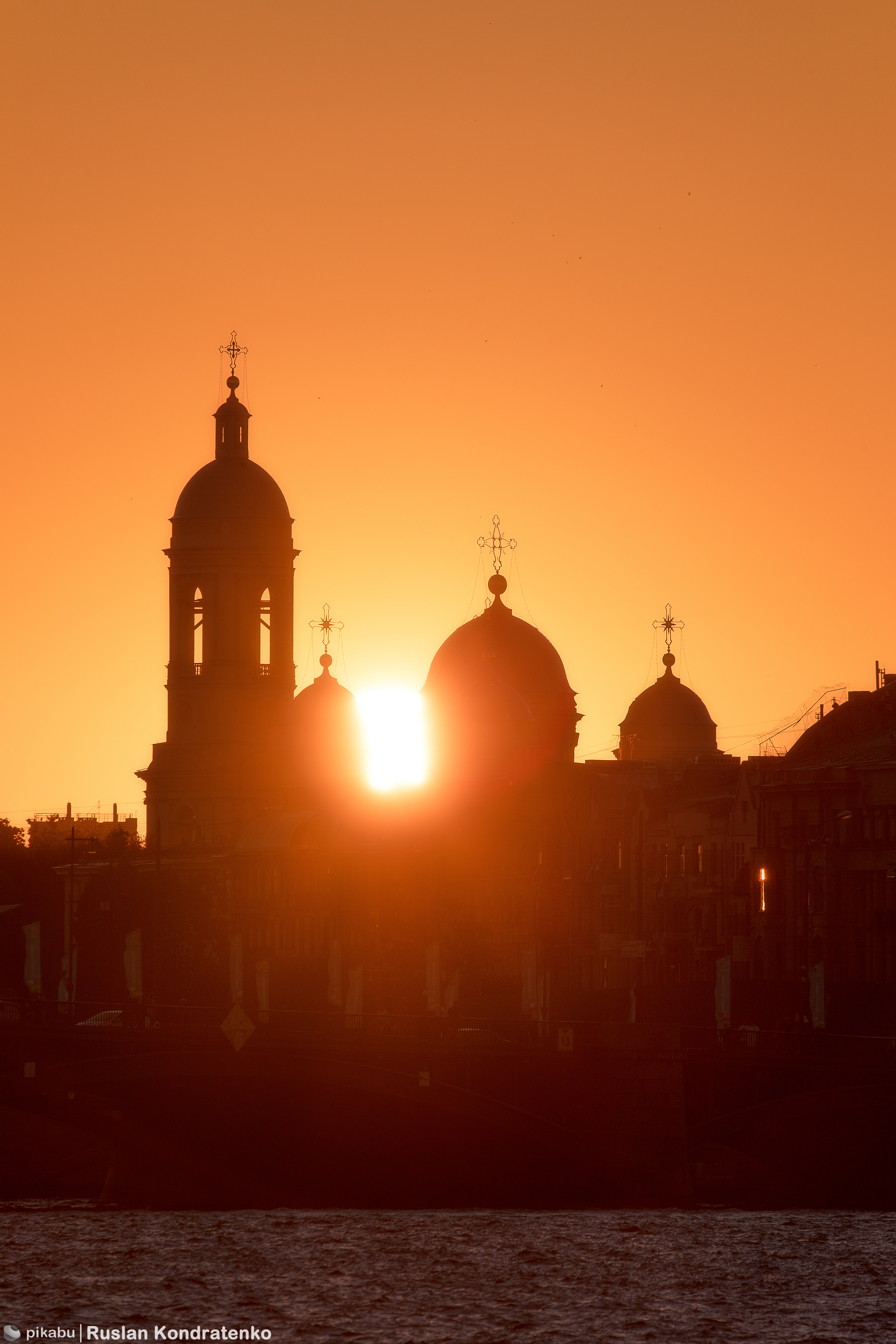 Prince Vladimir Cathedral and Birzhevoy Bridge against the backdrop of sunset - My, Saint Petersburg, The photo, Canon, Town, Collage, Sunset, Evening, Longpost, The cathedral