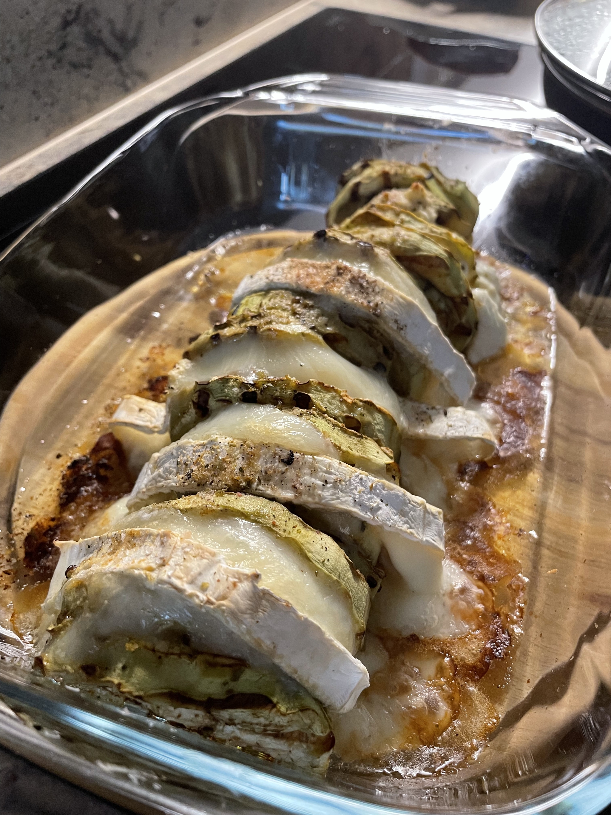 Inspired by the Canaries: eggplant and goat cheese - My, Eggplant, Goat cheese, Cheese, Baking, Dinner, In the oven, Just, Recipe, Food, Cooking, Men's cooking, Longpost