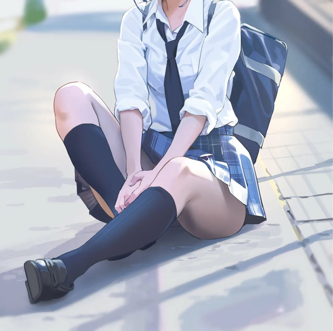 Socks are our everything - Anime, Anime art, Original character, School uniform, Socks