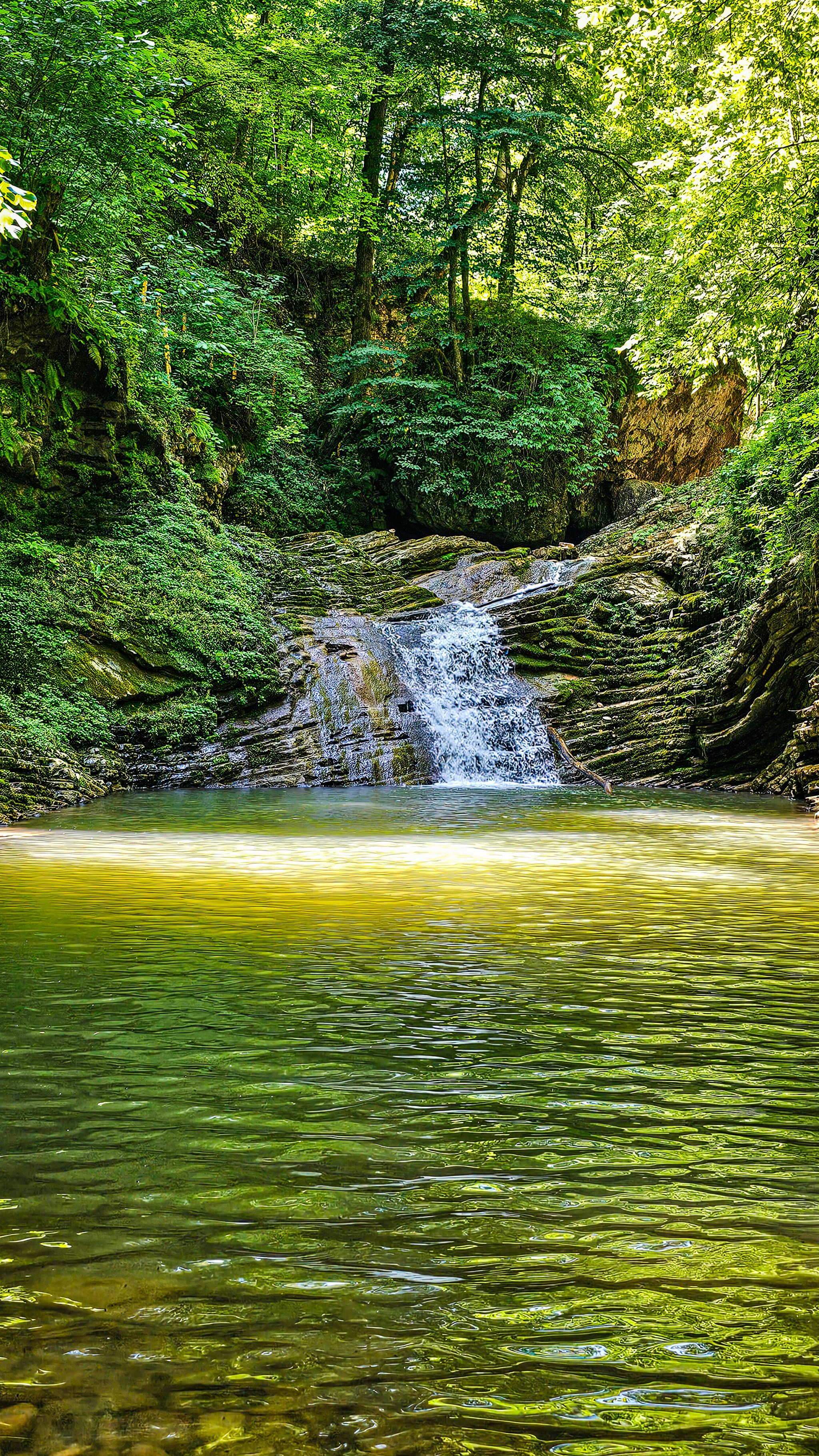 A piece of vacation - My, Waterfall, River, Forest, The mountains, Caucasus, Republic of Adygea, Water, Mobile photography, Longpost