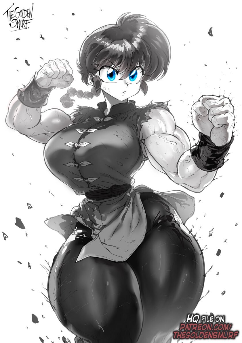 Ранма - Thegoldensmurf, Арт, Аниме, Anime Art, Ranma, Крепкая девушка, Muscleart