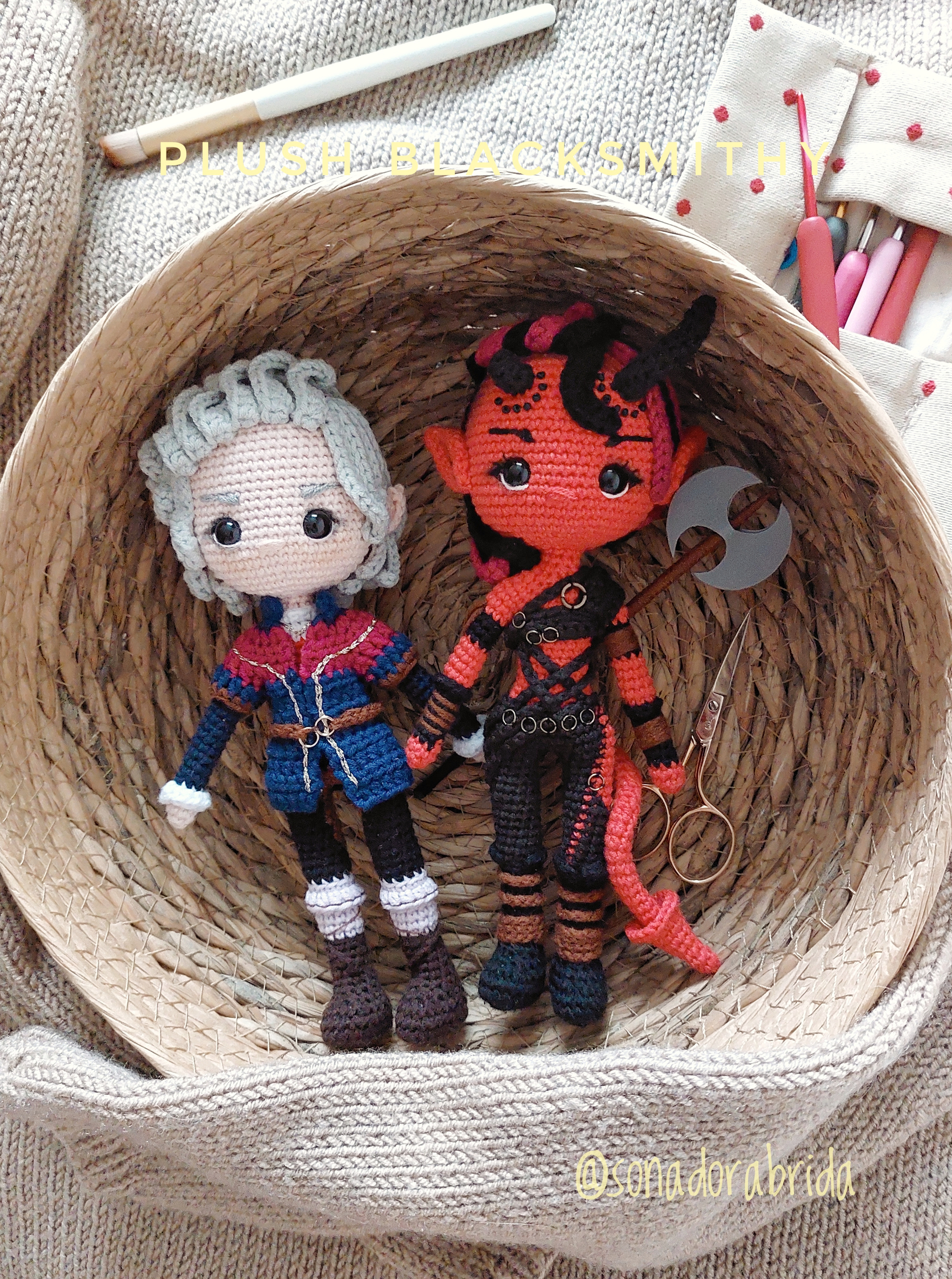 Baldur’s Gate 3 - My, Baldur’s Gate 3, Baldur's gate, Karlach (Baldurs Gate 3), Astarion, Needlework, Crochet, Doll, Handmade dolls, Knitted toys, Knitting, Needlework without process