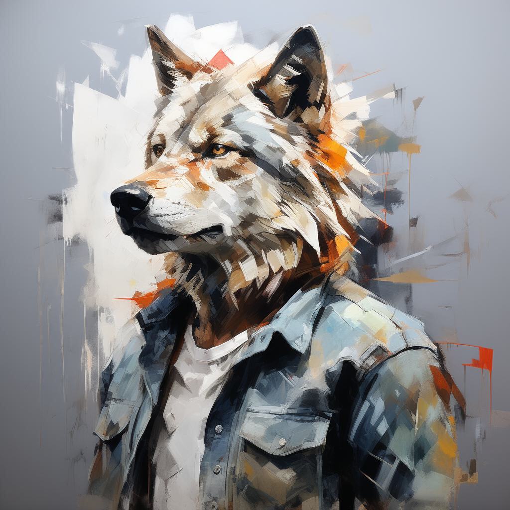 Furry art by Wolfmks #55 - My, Furry, Art, Art, Furry art, Neural network art, Wolf, Furry wolf, Cyberpunk, Lineart, Fox, Furry fox, The last of us, Ellie, Joel, Longpost