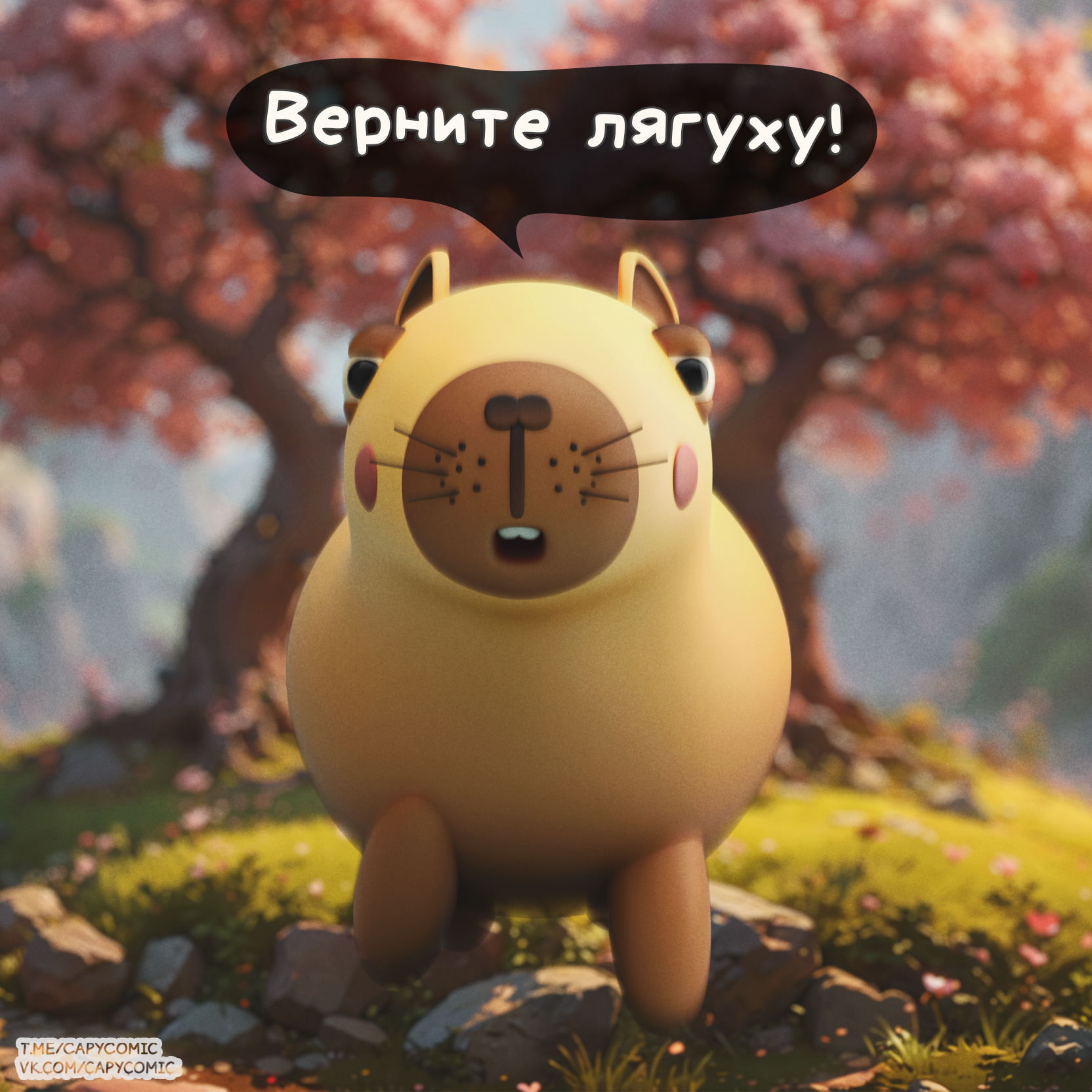 Продолжение предыдущего выпуска - Моё, Капибара, Blender, 3D, Авторский комикс, Комиксы, Stable Diffusion, Ответ на пост