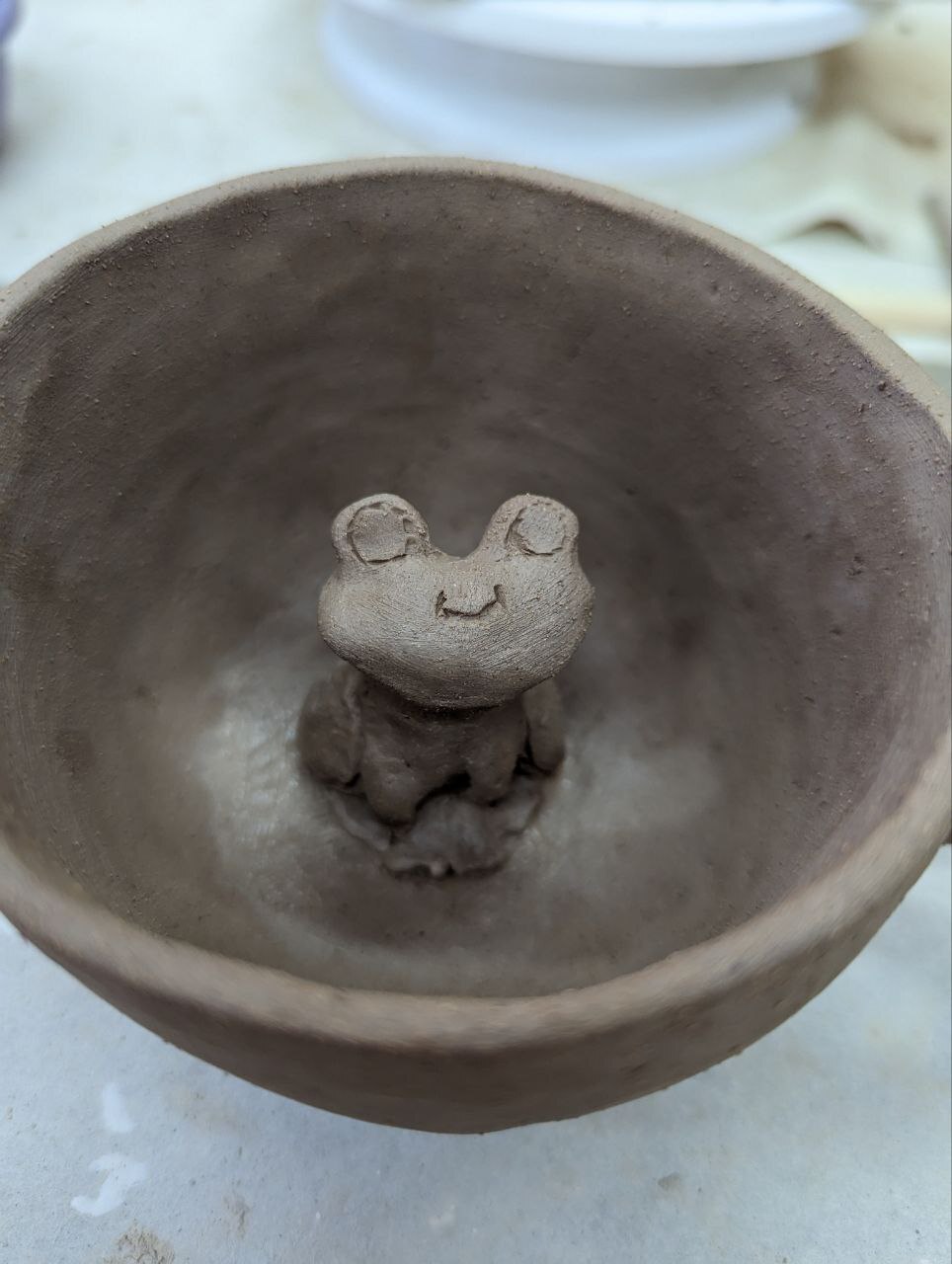 Swamp Wednesday my dudes - My, Clay, Needlework with process, Needlework, Pottery, Creation, Toad, Frogs, Wednesday, Mug with decor, A cup, Longpost