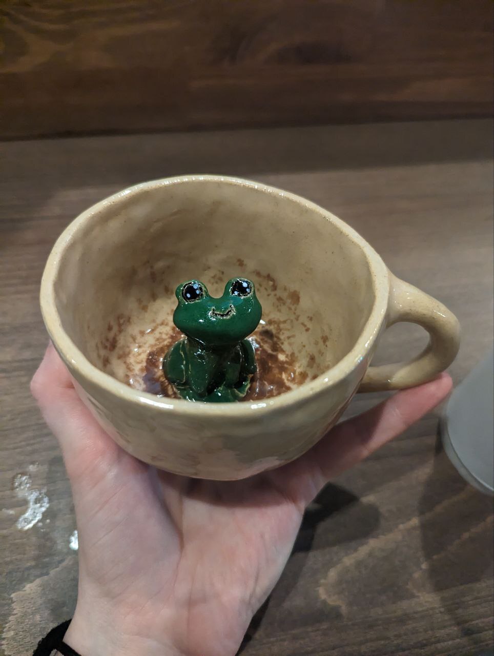 Swamp Wednesday my dudes - My, Clay, Needlework with process, Needlework, Pottery, Creation, Toad, Frogs, Wednesday, Mug with decor, A cup, Longpost