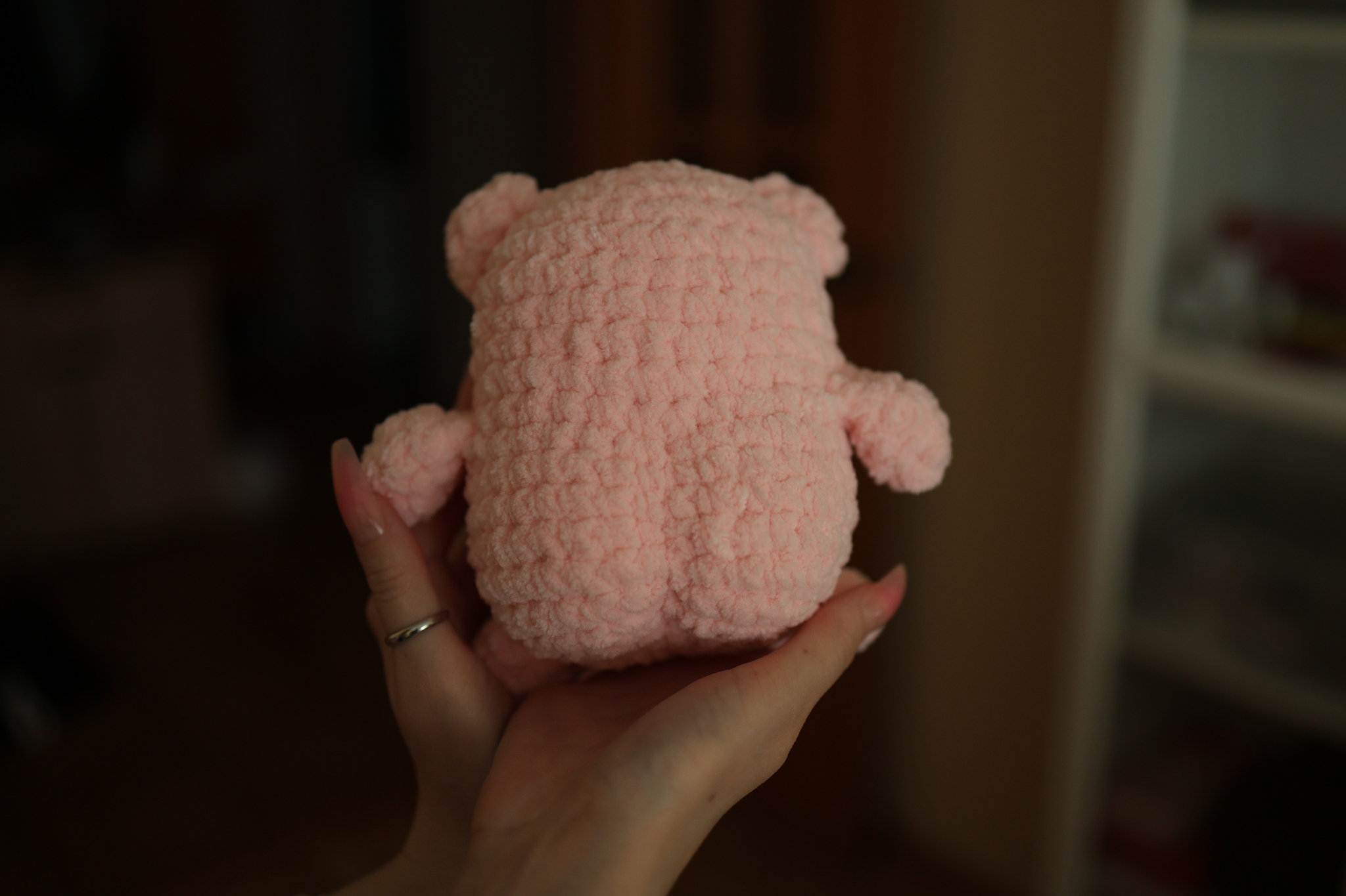 A little knitted pig in a ribbon - My, Crochet, Knitted toys, Amigurumi, Plush Toys, Knitting, Soft toy, Needlework, Needlework without process