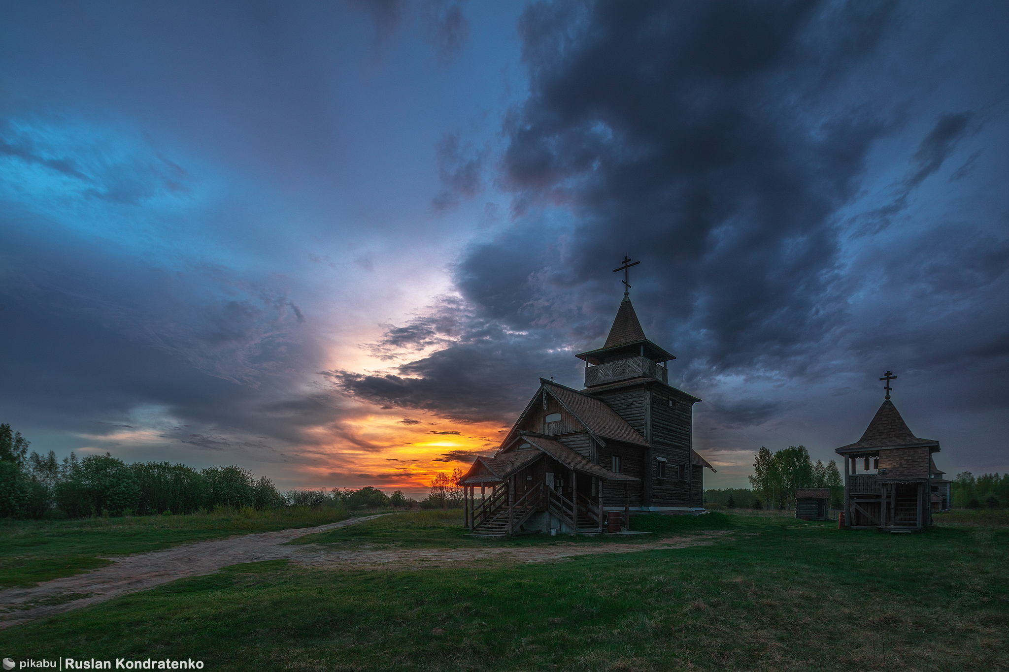 Tikhvin Edinoverie wooden church at dawn - My, The photo, Canon, Saint Petersburg, dawn