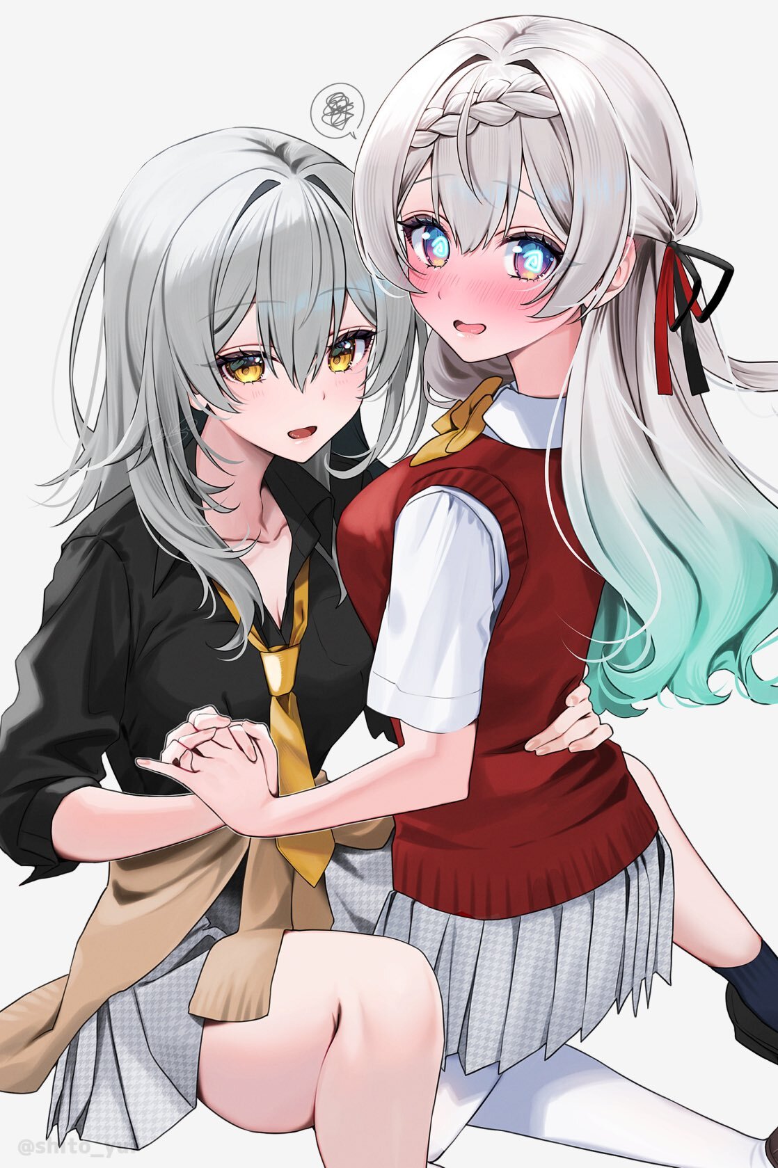 Разврат - Anime Art, Аниме, Yuri, Подруга, Honkai: Star Rail, Stelle (Honkai: Star Rail), Firefly (Honkai: Star Rail), Держание за руки, Twitter (ссылка)