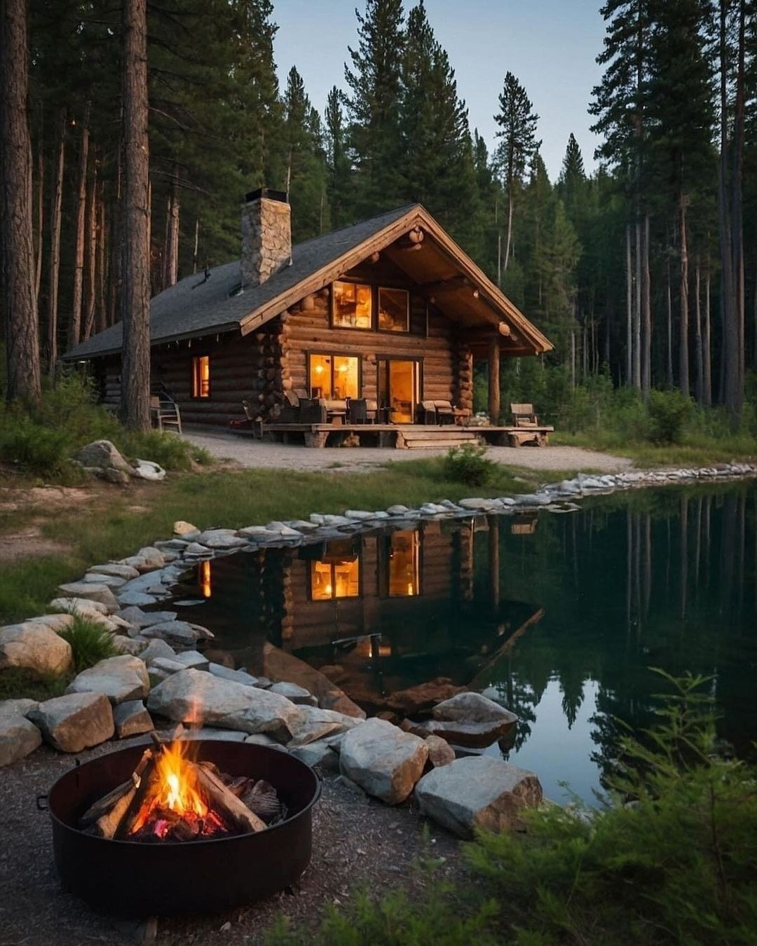 House by the forest lake - The photo, House, Forest, Lake