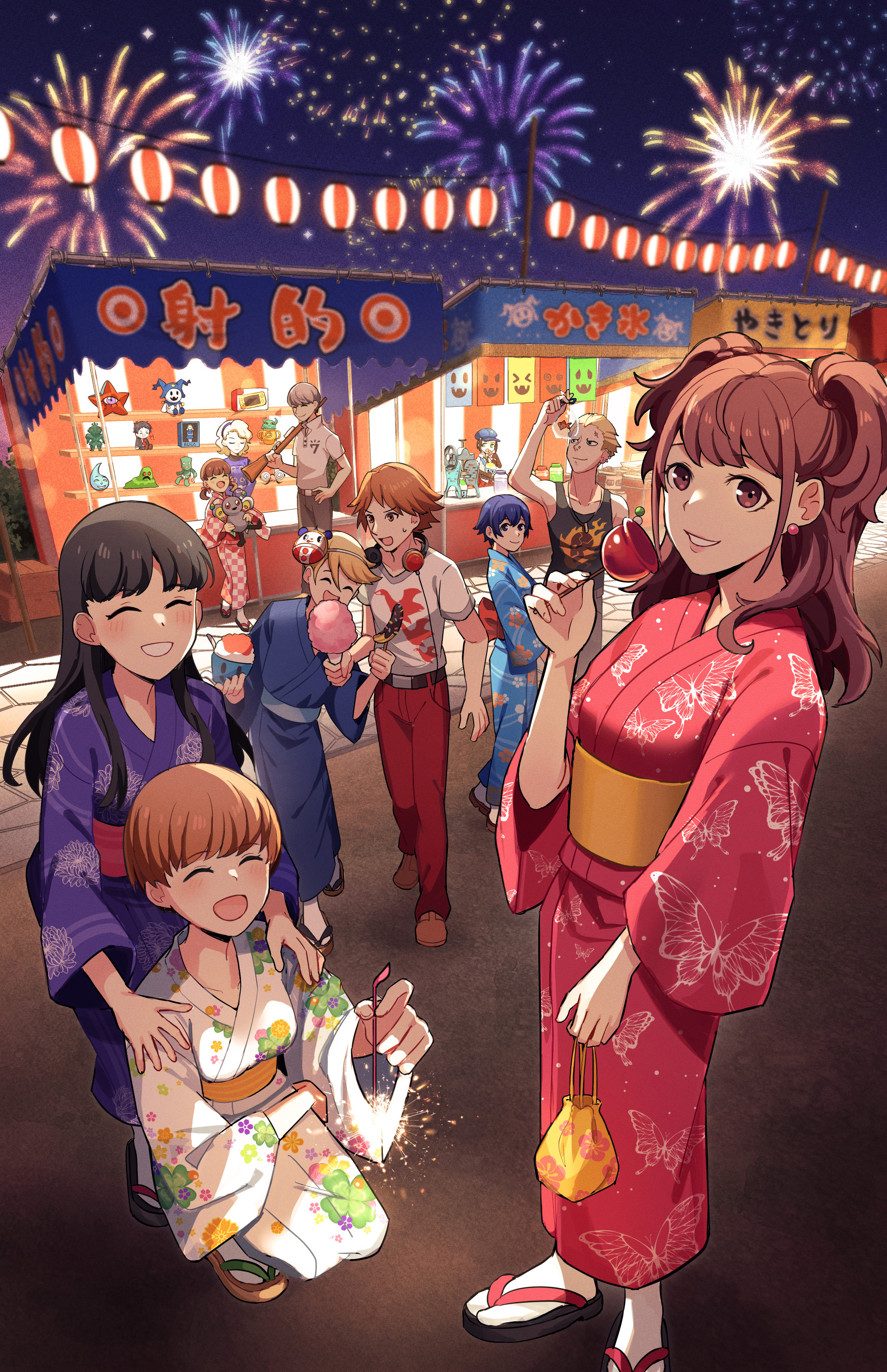 Festival - Anime art, Anime, Games, Persona, Persona 4, Kujikawa Rise, Naoto Shirogane, Amagi Yukiko, Chie Satonaka