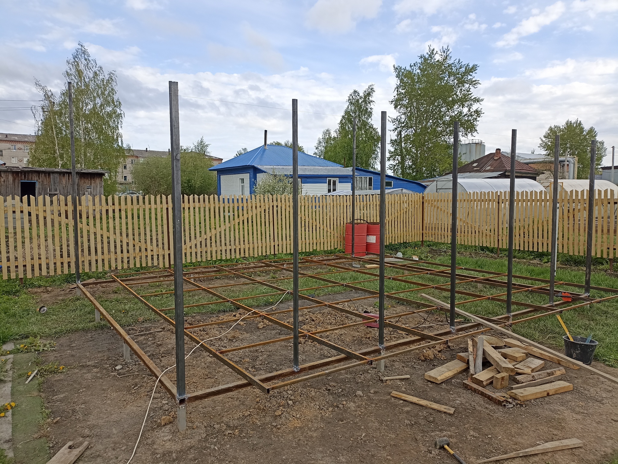 Built a pavilion for a swimming pool - My, Building, With your own hands, Swimming pool, Video, Vertical video, Longpost