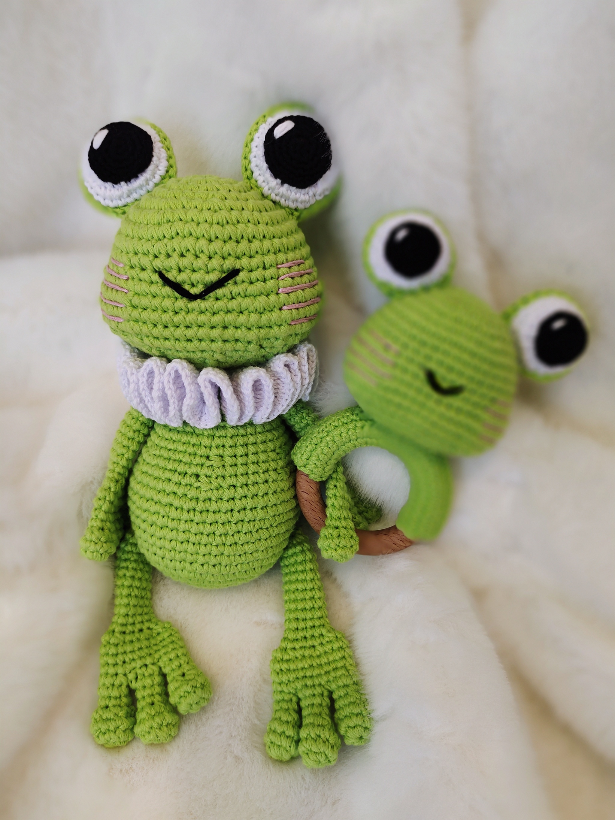 Little frogs - My, Frogs, Children, With your own hands, Toys, Rattle, Presents, Longpost, Needlework without process, Amigurumi