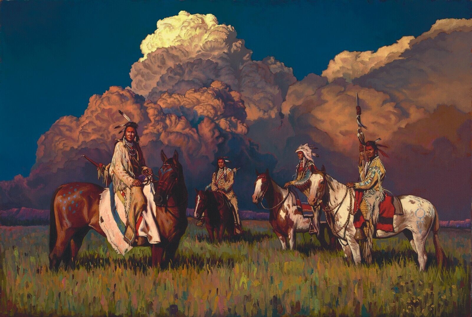 Indians - Art, Drawing, Rider, Indians, Horses, Field, Clouds, Mark Maggiori