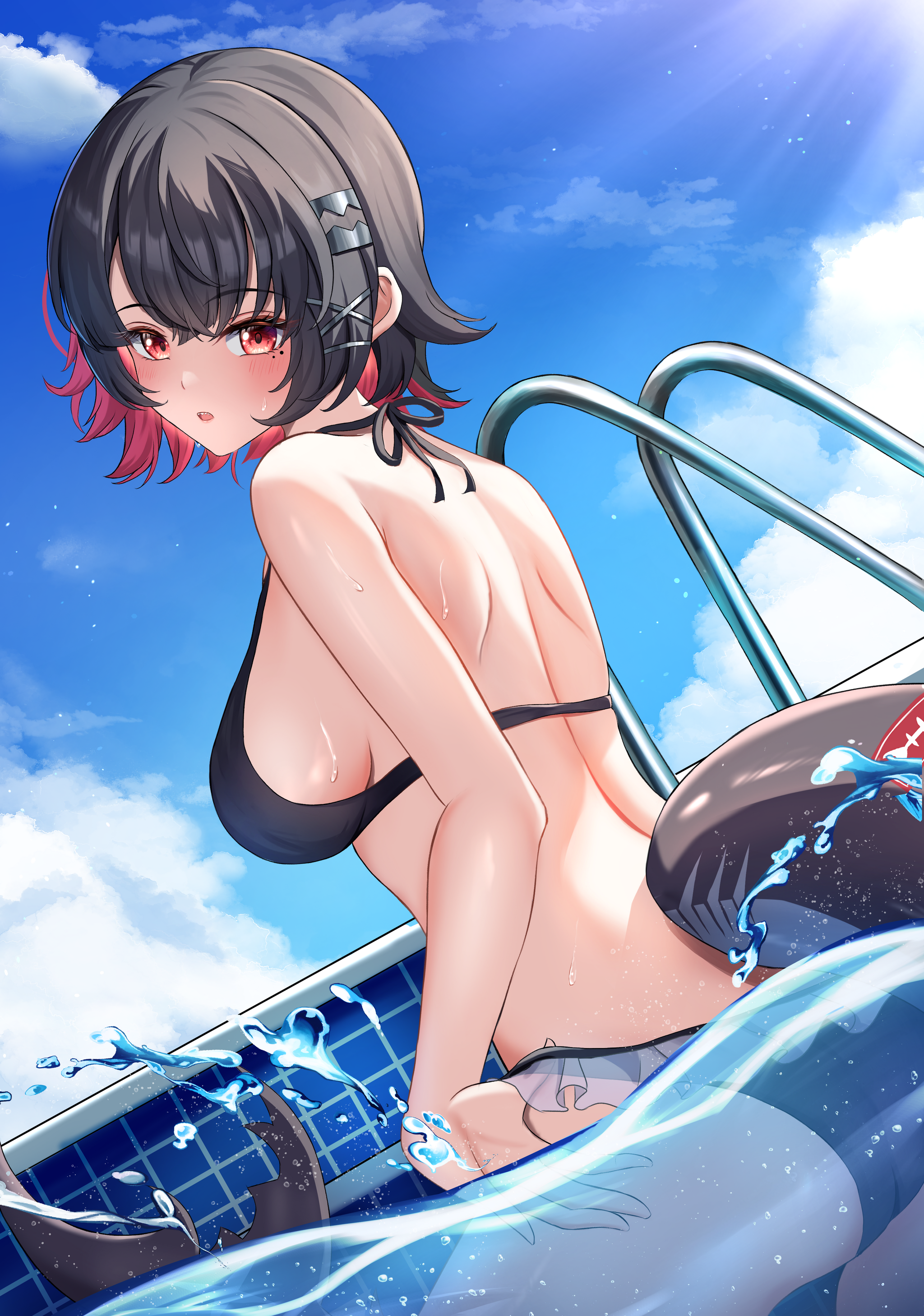 Shark - Anime art, Anime, Zenless Zone Zero, Ellen Joe (zzz), Swimsuit, Tail, Swimming pool