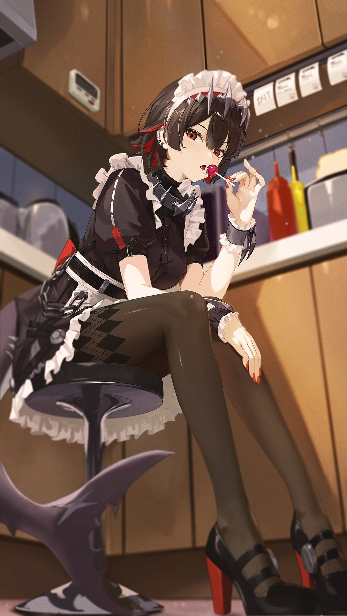 Shark - Anime art, Anime, Ellen Joe (zzz), Zenless Zone Zero, Housemaid, Kitchen, Fieryonion