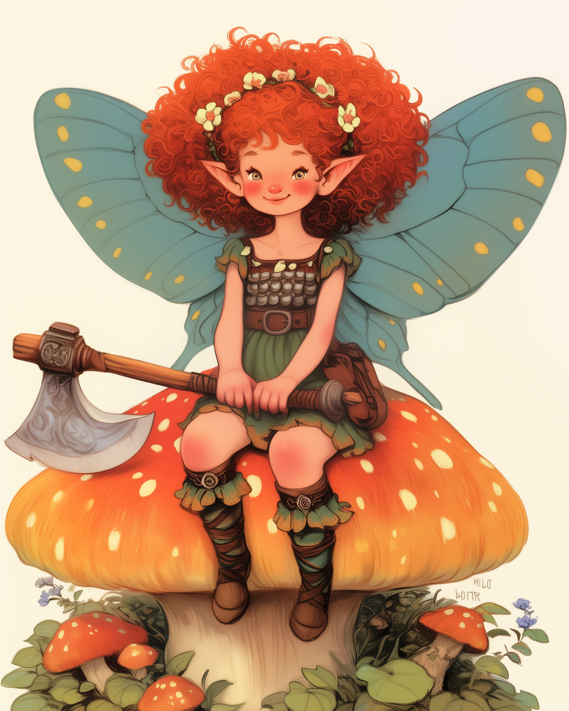 Barbara-fairy - My, Neural network art, Midjourney, Pinanoc, Girls, Barbarian, Barbarian, Barbara, Fairy, Dungeons & dragons, Milota