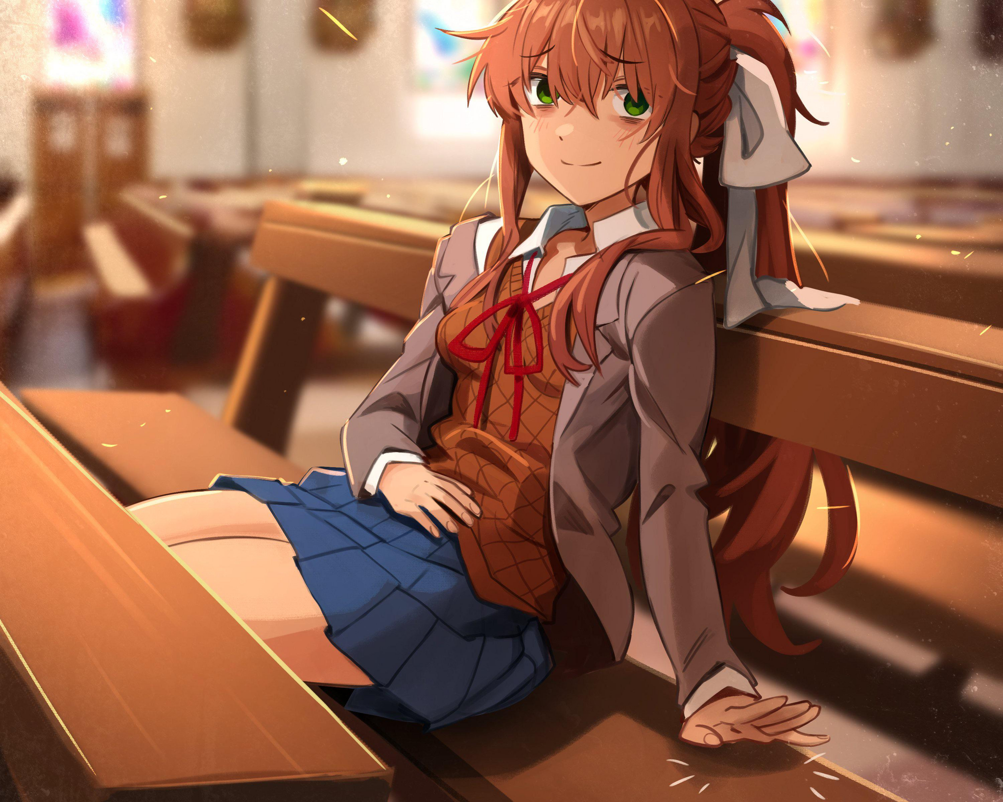 Have a seat - Anime art, Anime, Games, Doki Doki Literature Club, Monika, Khyleri, Visual novel