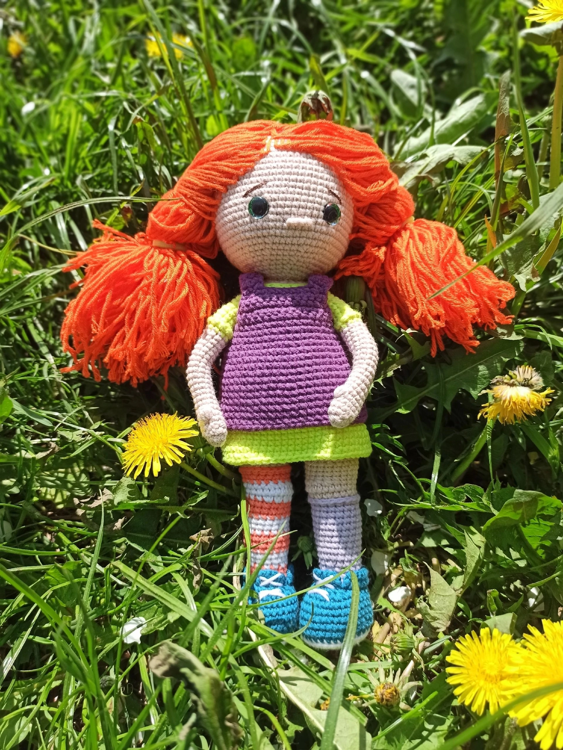 Knitted toy Pippi - My, Pippi Long Stocking, Knitted toys, Crochet, Doll, Hook, Needlework without process, Amigurumi, Handmade