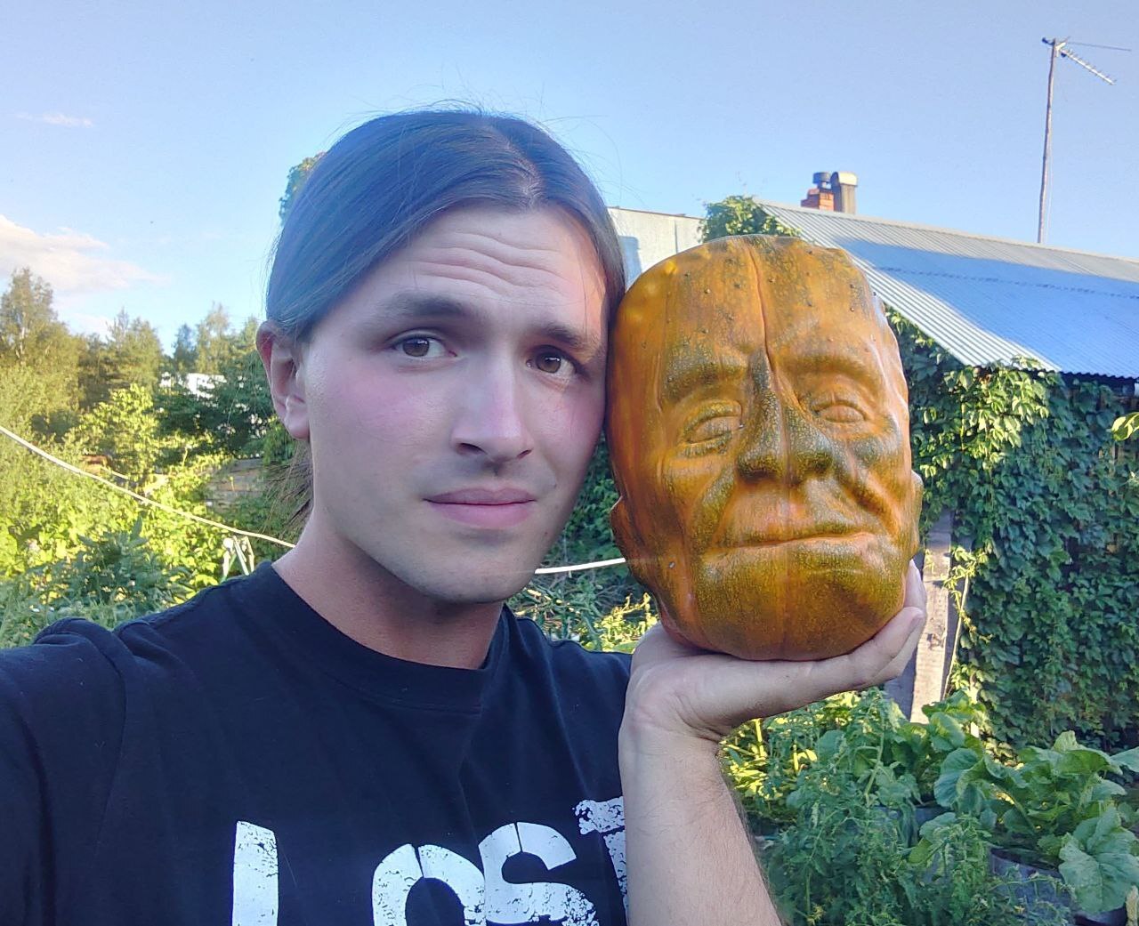 Pumpkin head - My, Fearfully, Horror, Vegetables, Pumpkin, Gardening, Plants, Garden, Garden, Longpost