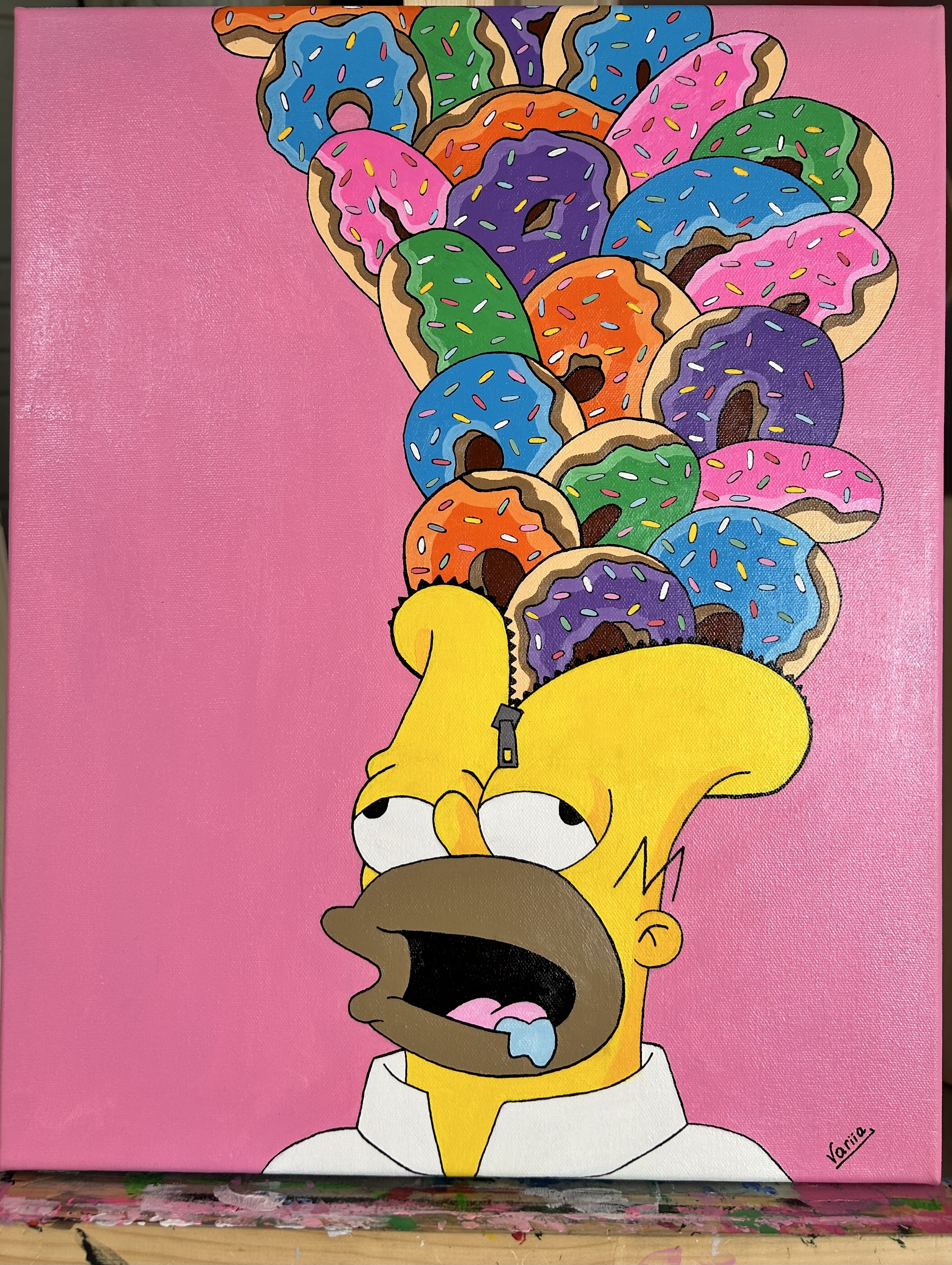 Mmm... Donuts - My, The Simpsons, Homer Simpson, Donuts, Painting, Painting, Acrylic, Lightning Castle