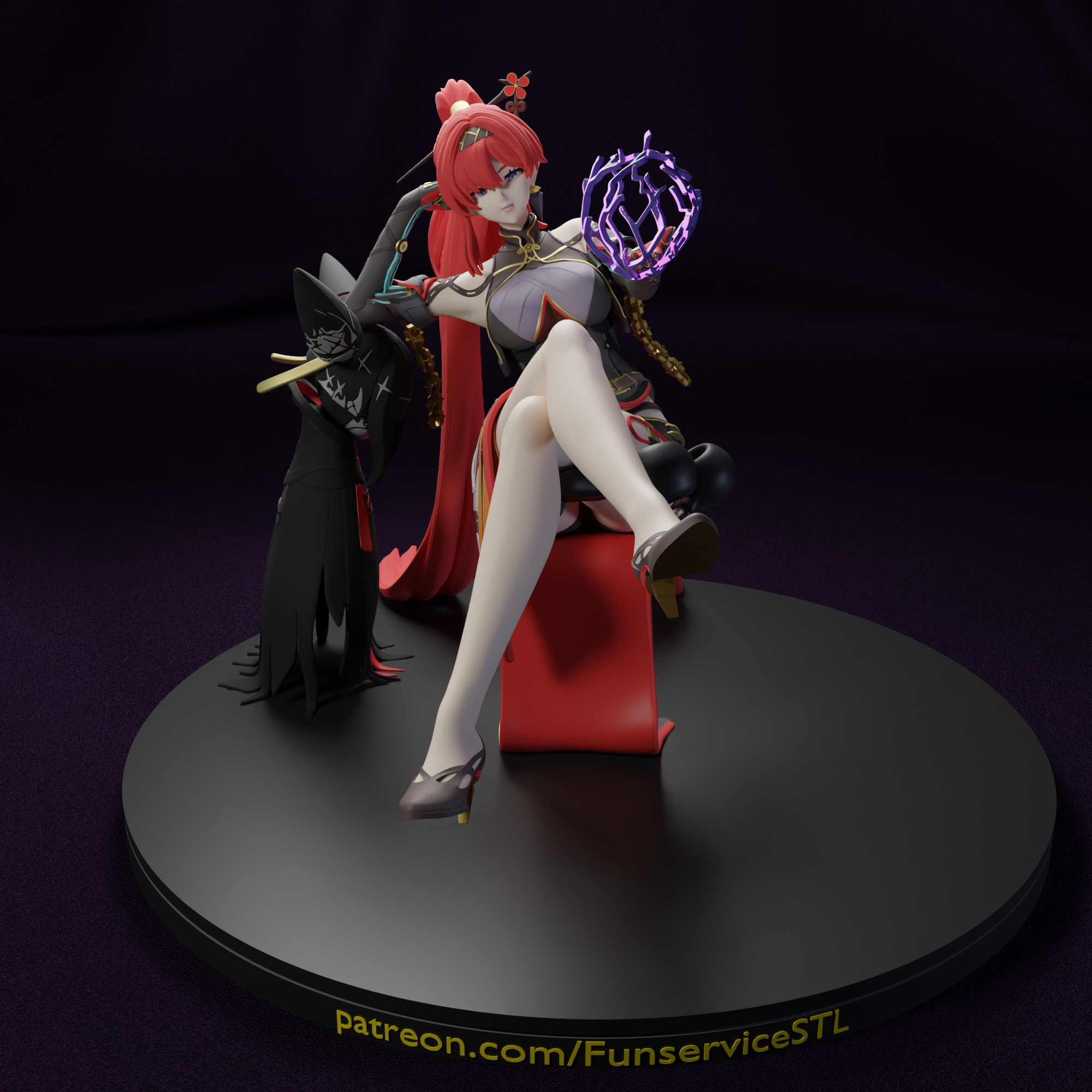 Yin Ling from Wuthering Waves for 3D printing - My, 3D печать, 3D, 3D modeling, 3D printer, Blender, Yinlin (Wuthering Waves), Waifu, Anime, Longpost