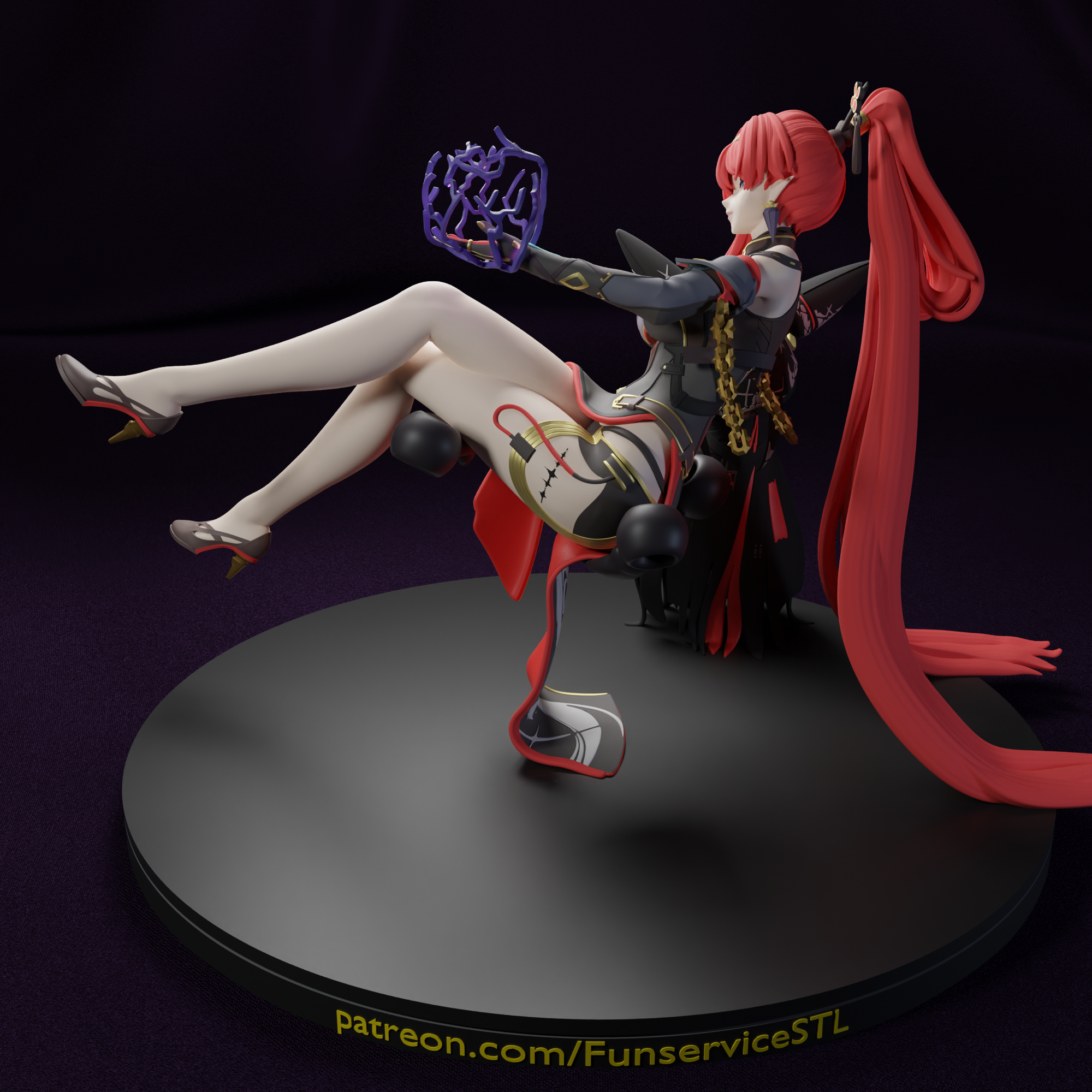 Yin Ling from Wuthering Waves for 3D printing - My, 3D печать, 3D, 3D modeling, 3D printer, Blender, Yinlin (Wuthering Waves), Waifu, Anime, Longpost