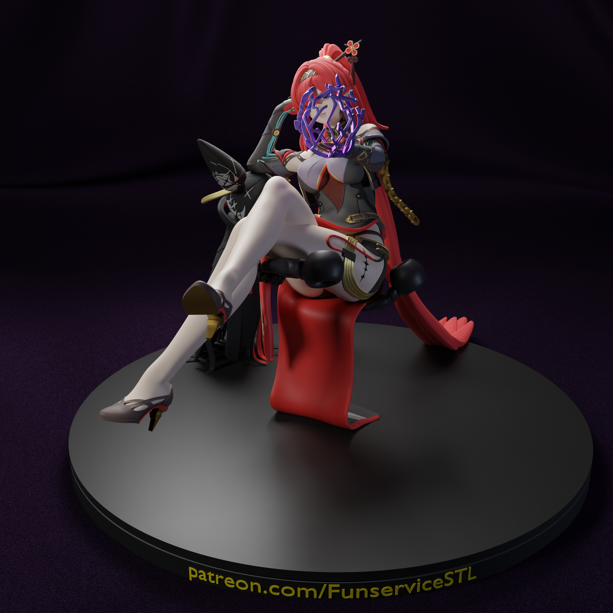 Yin Ling from Wuthering Waves for 3D printing - My, 3D печать, 3D, 3D modeling, 3D printer, Blender, Yinlin (Wuthering Waves), Waifu, Anime, Longpost