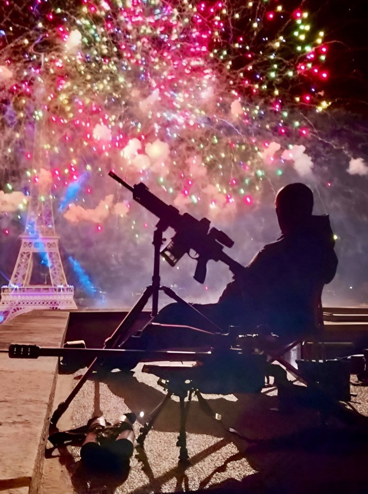 Olympics from a different angle - Olympic Games, Paris, 2024, Snipers, Security Service, Weapon, Eiffel Tower, Firework