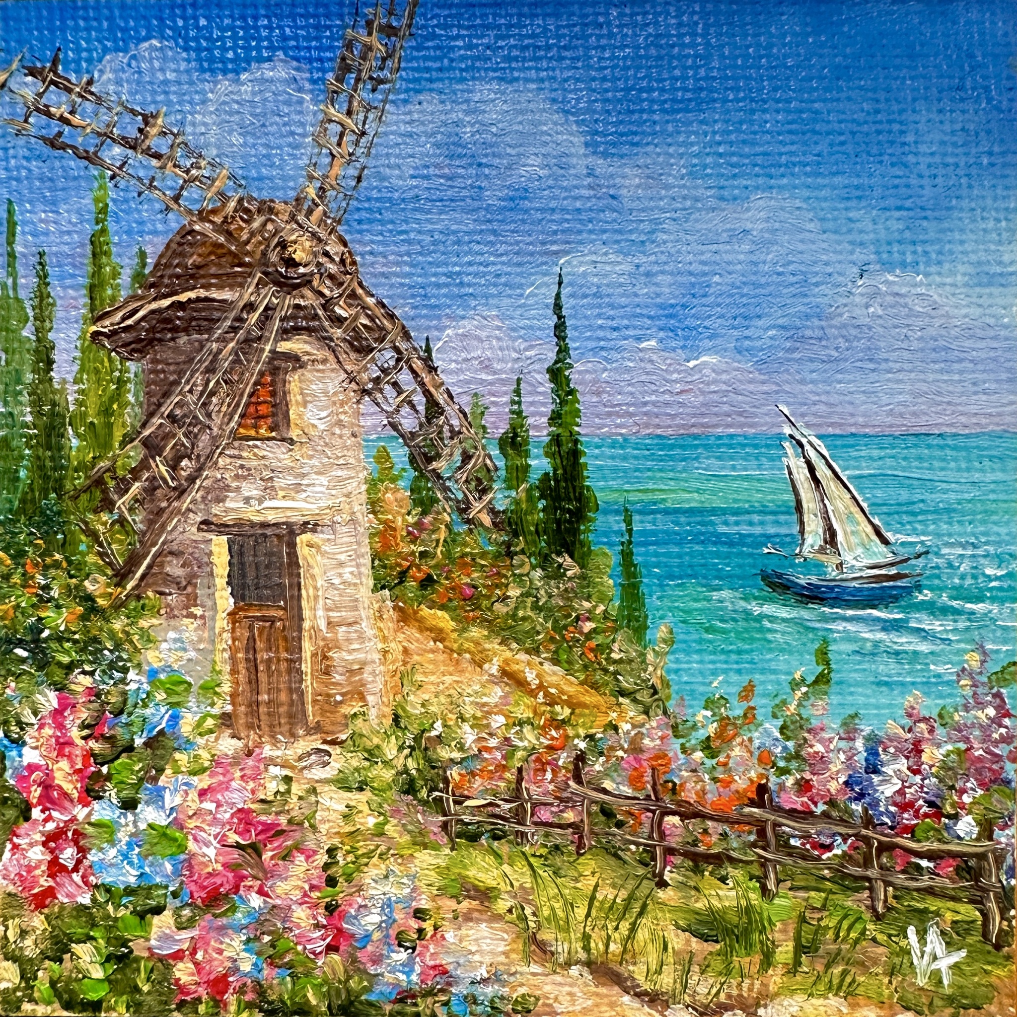 Size doesn't matter) - My, Magnets, Miniature, Handmade, Painting, Creation, Creative people, Souvenirs, Nature, Sea, Venice, Evening, Lighthouse, Longpost, Artist, Canvas, Art