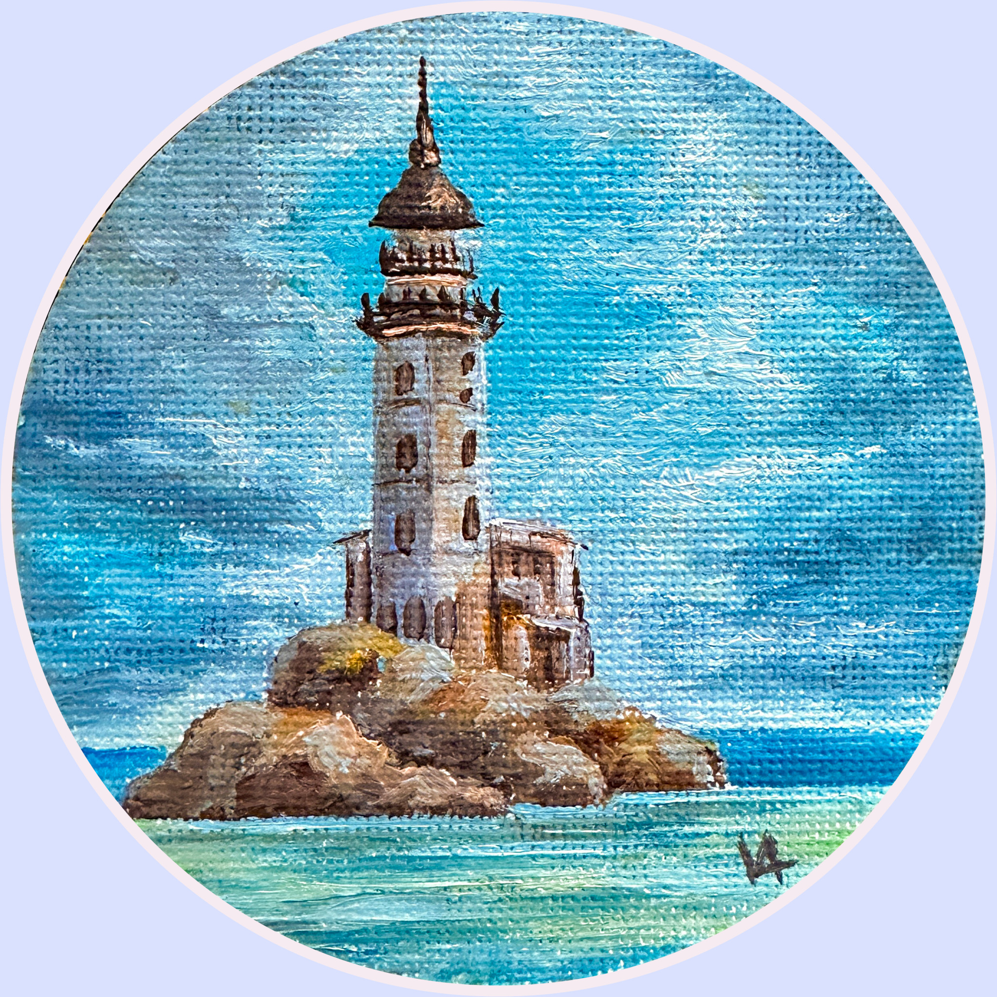 Size doesn't matter) - My, Magnets, Miniature, Handmade, Painting, Creation, Creative people, Souvenirs, Nature, Sea, Venice, Evening, Lighthouse, Longpost, Artist, Canvas, Art