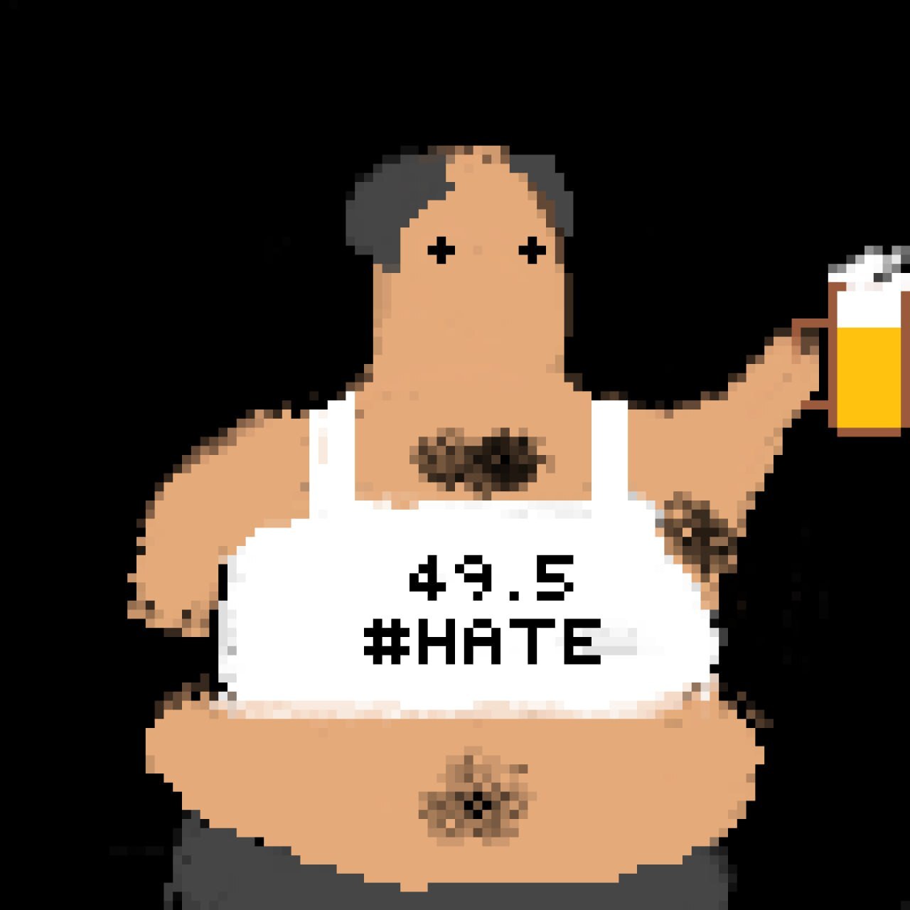 Portrait of a typical Pikabushnik - My, Pixel Art, Art, Hobby, Drawing, Skufs, Beer, 49 and 5, Pick-up headphones