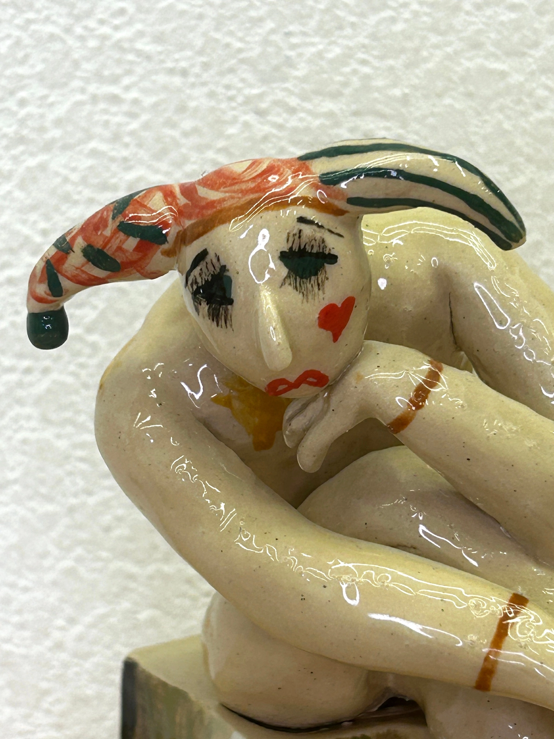 Sad Harlequin - My, Creation, Ceramics, Manufactory, Longpost, Needlework without process